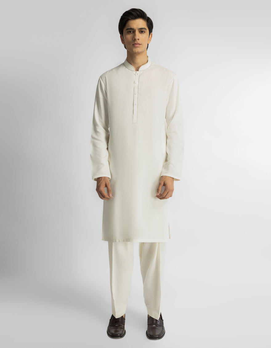 CREAM CASUAL KAMEEZ SHALWAR
