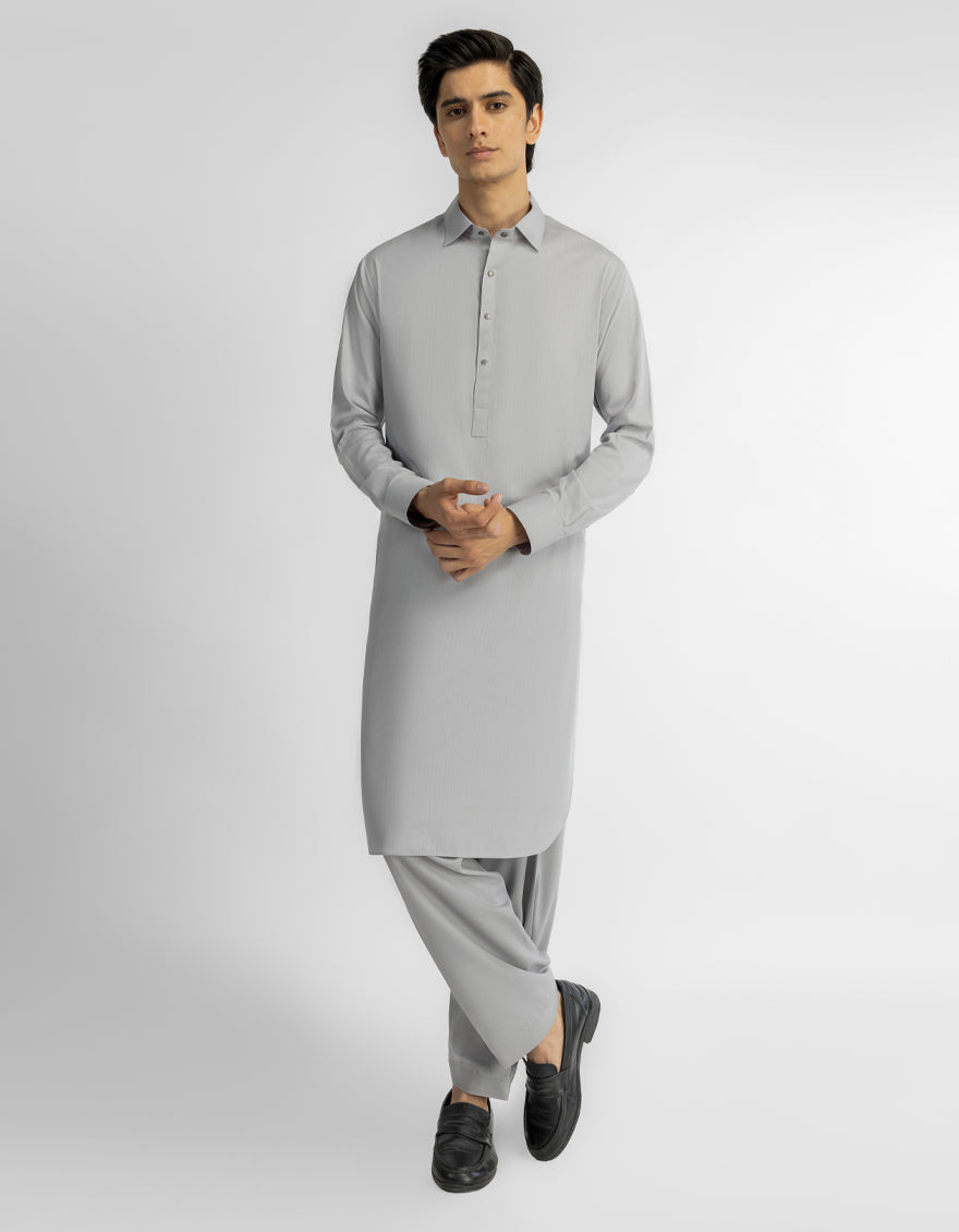 LIGHT GREY PLAIN KAMEEZ SHALWAR