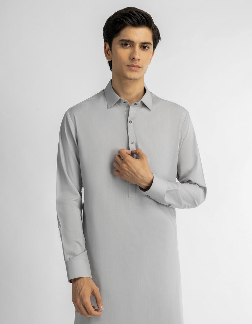 LIGHT GREY PLAIN KAMEEZ SHALWAR