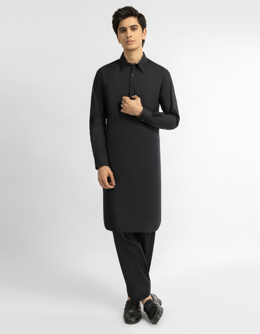 BLACK COTTON PLAIN KAMEEZ SHALWAR