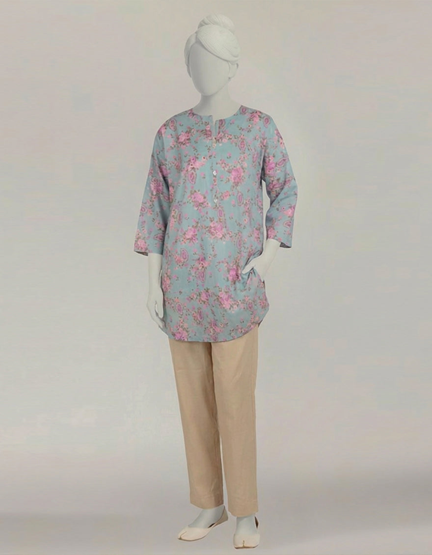 BLUE LAWN DIGITAL PRINTED KURTA