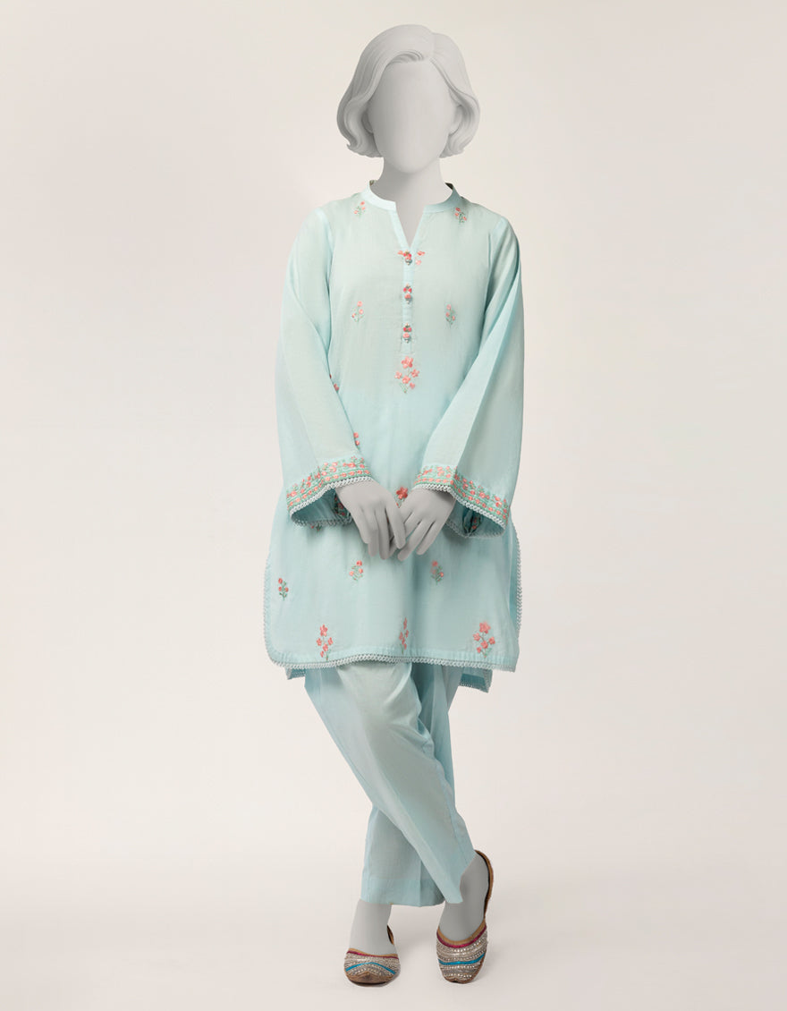 BLUE LAWN EMBROIDERED 2PC STITCHED