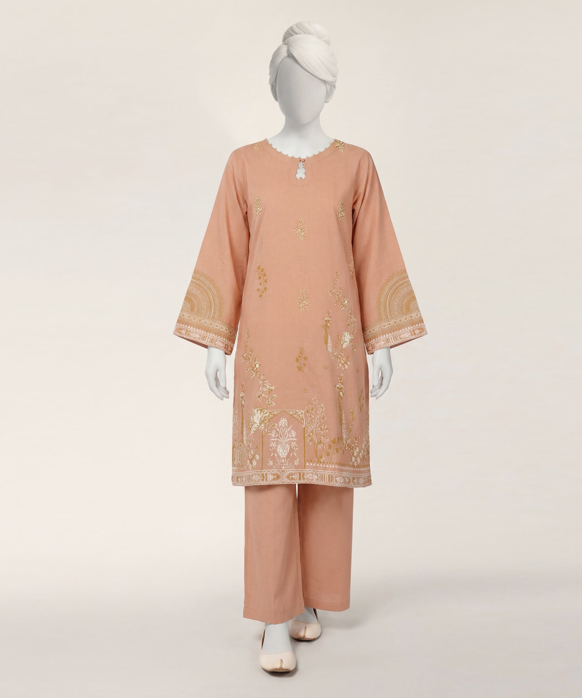 PEACH LAWN PASTE PRINTED STITCHED 2PC