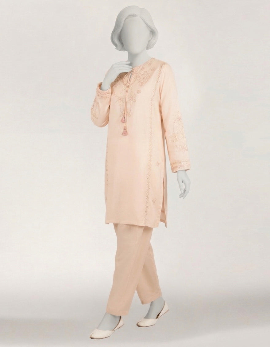 PINK LAWN EMBROIDERED STITCHED 2PC