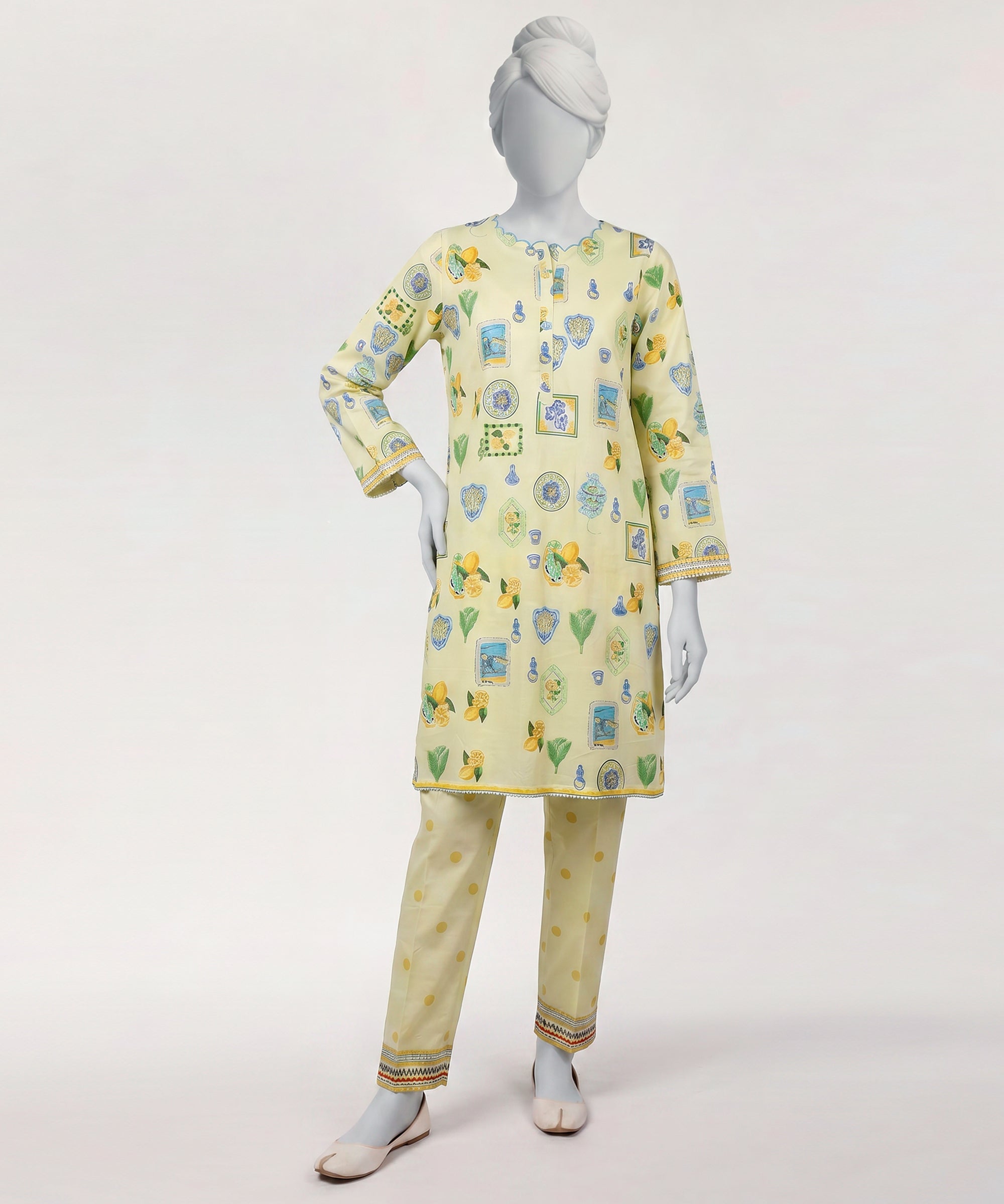 Lime Green Lawn Digital Printed Stitched 2Pc