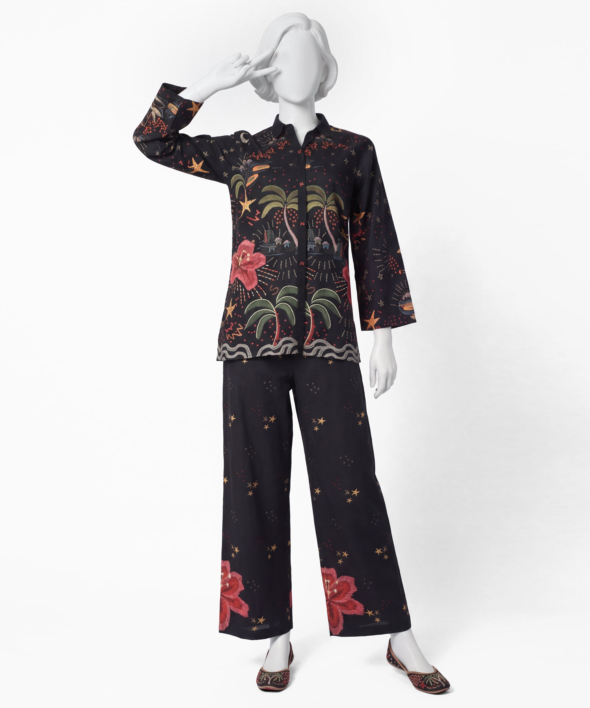 Black Digital Printed Dobby Stitched 2Pc
