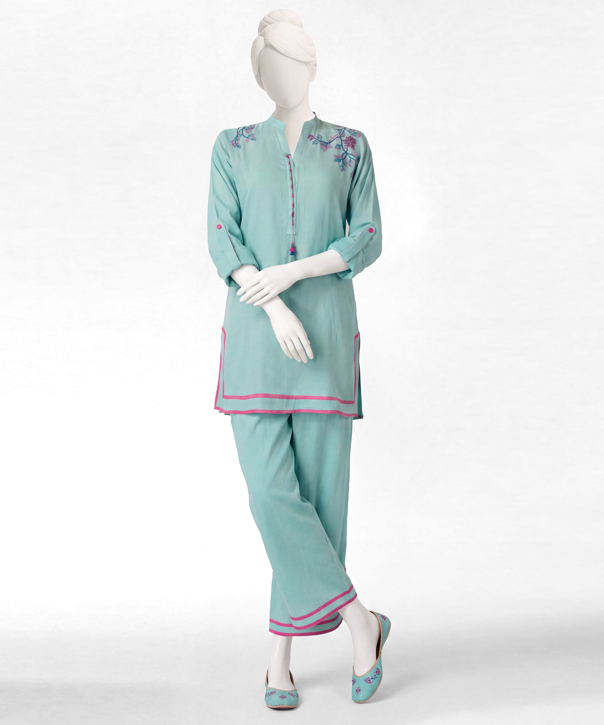 Green Embroidered Dobby Stitched 2Pc