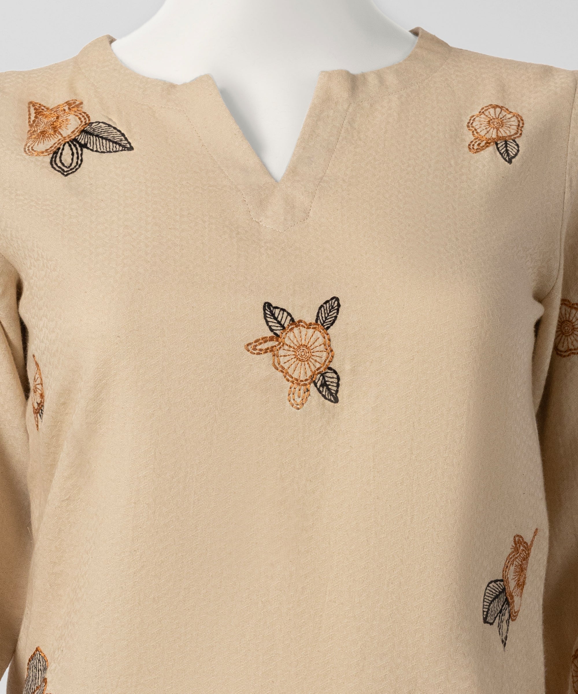 Beige Embroidered Dobby Stitched 2Pc