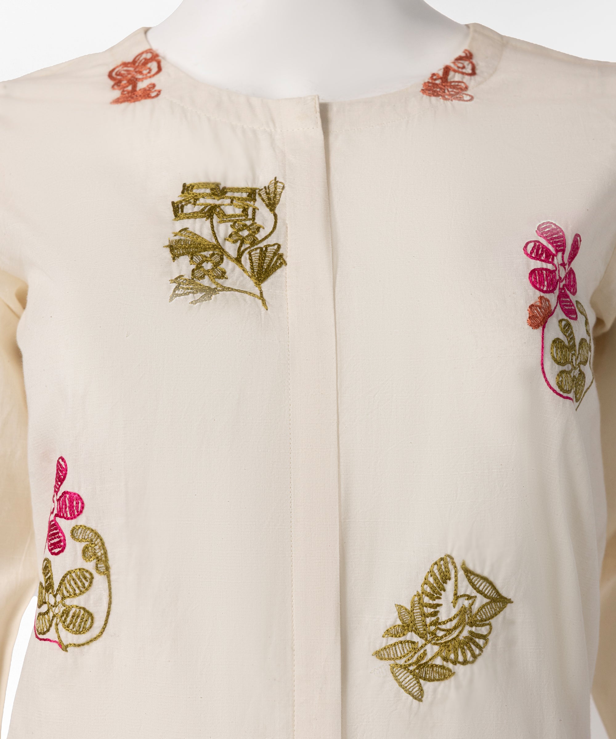 Off White Lawn Embroidered Stitched 2Pc