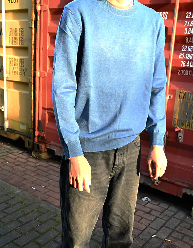 VIRGO - SEA BLUE SHORT MOCK SWEATER