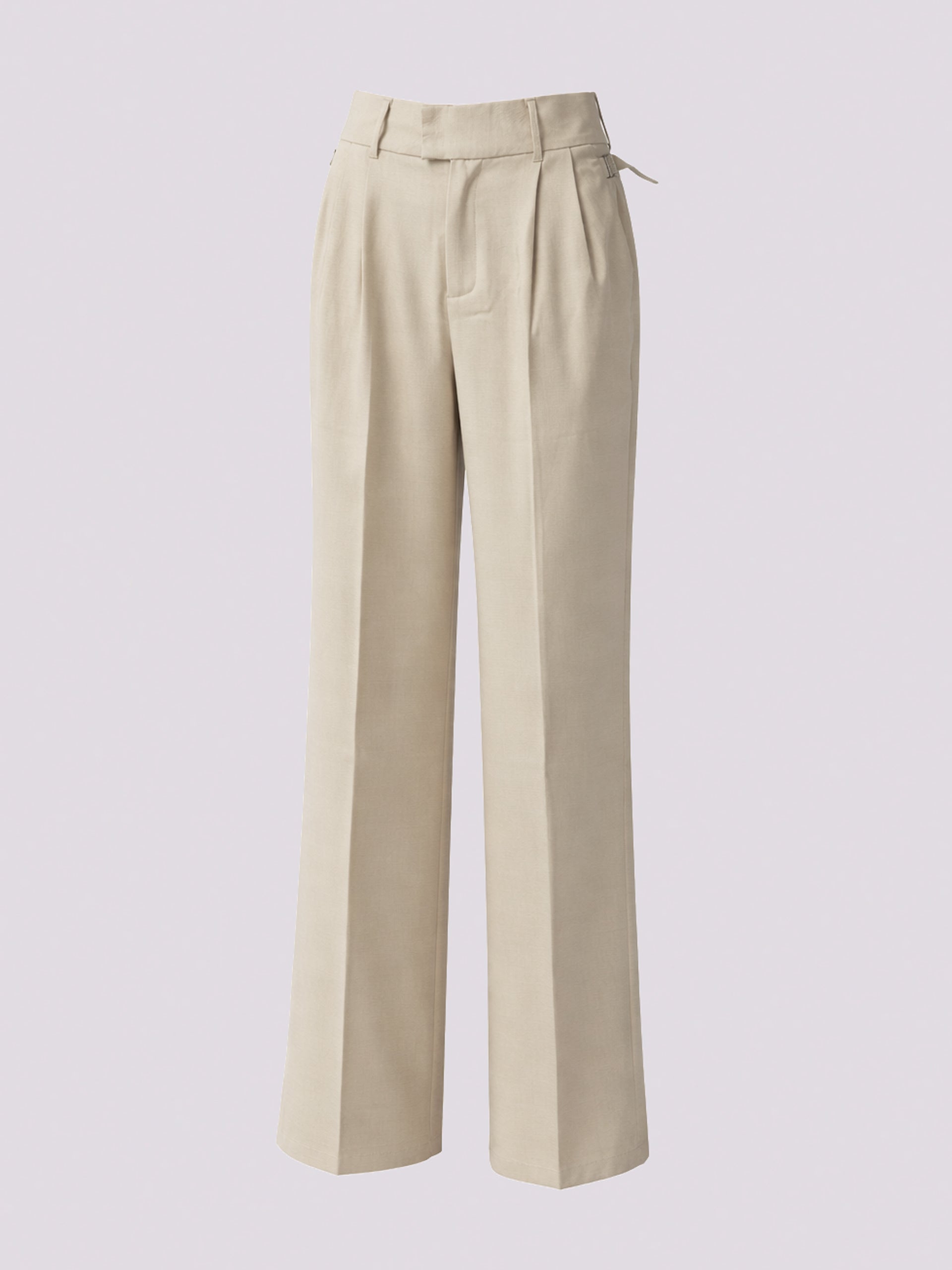 Beige Wide Leg Trousers