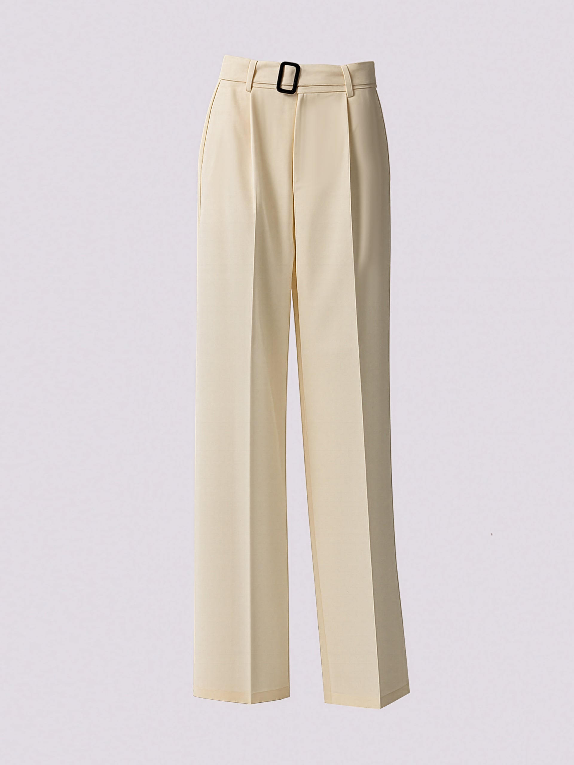 Cream Buckle Waist Pants