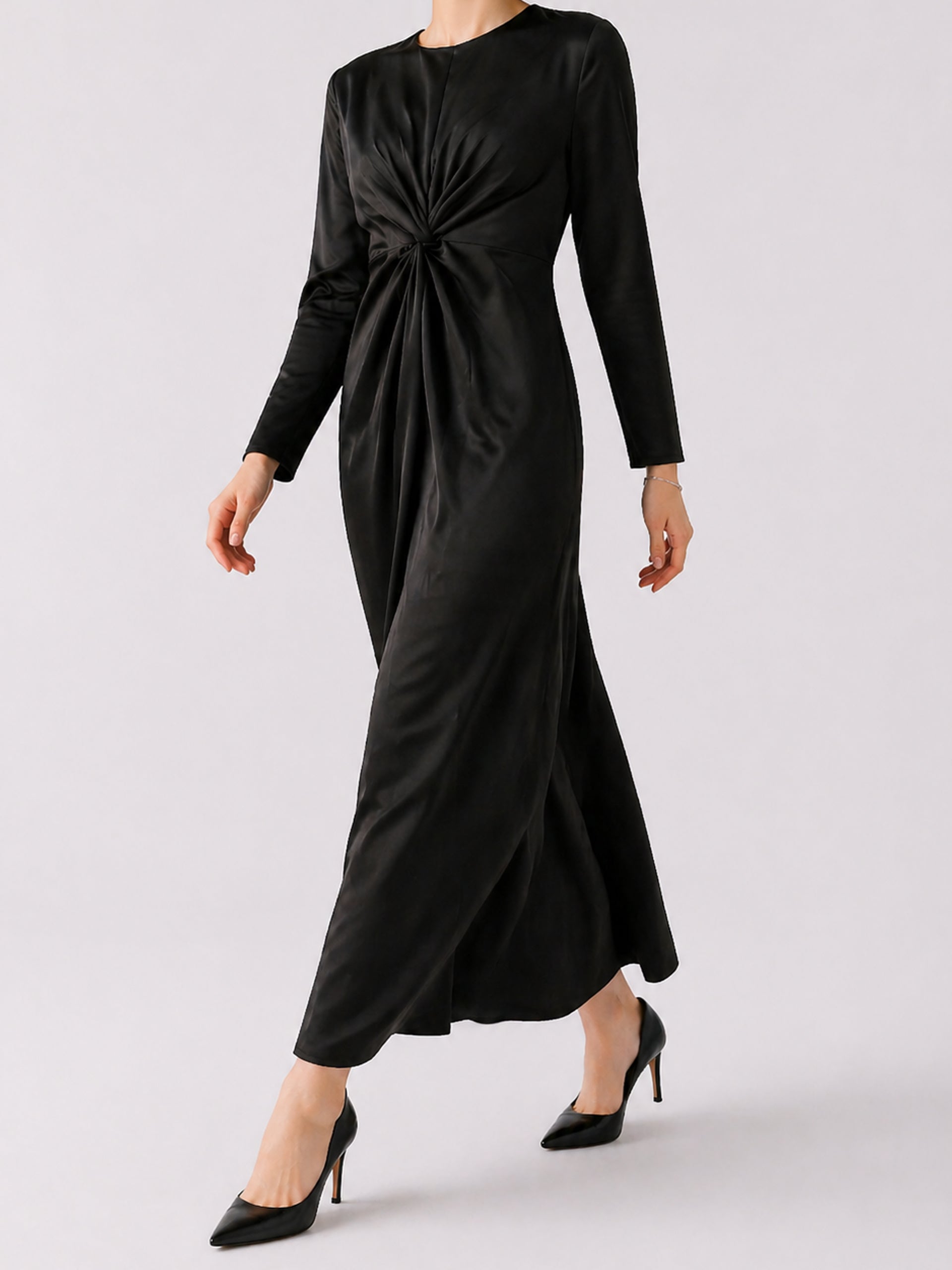 Black High-Slit Shift Dress