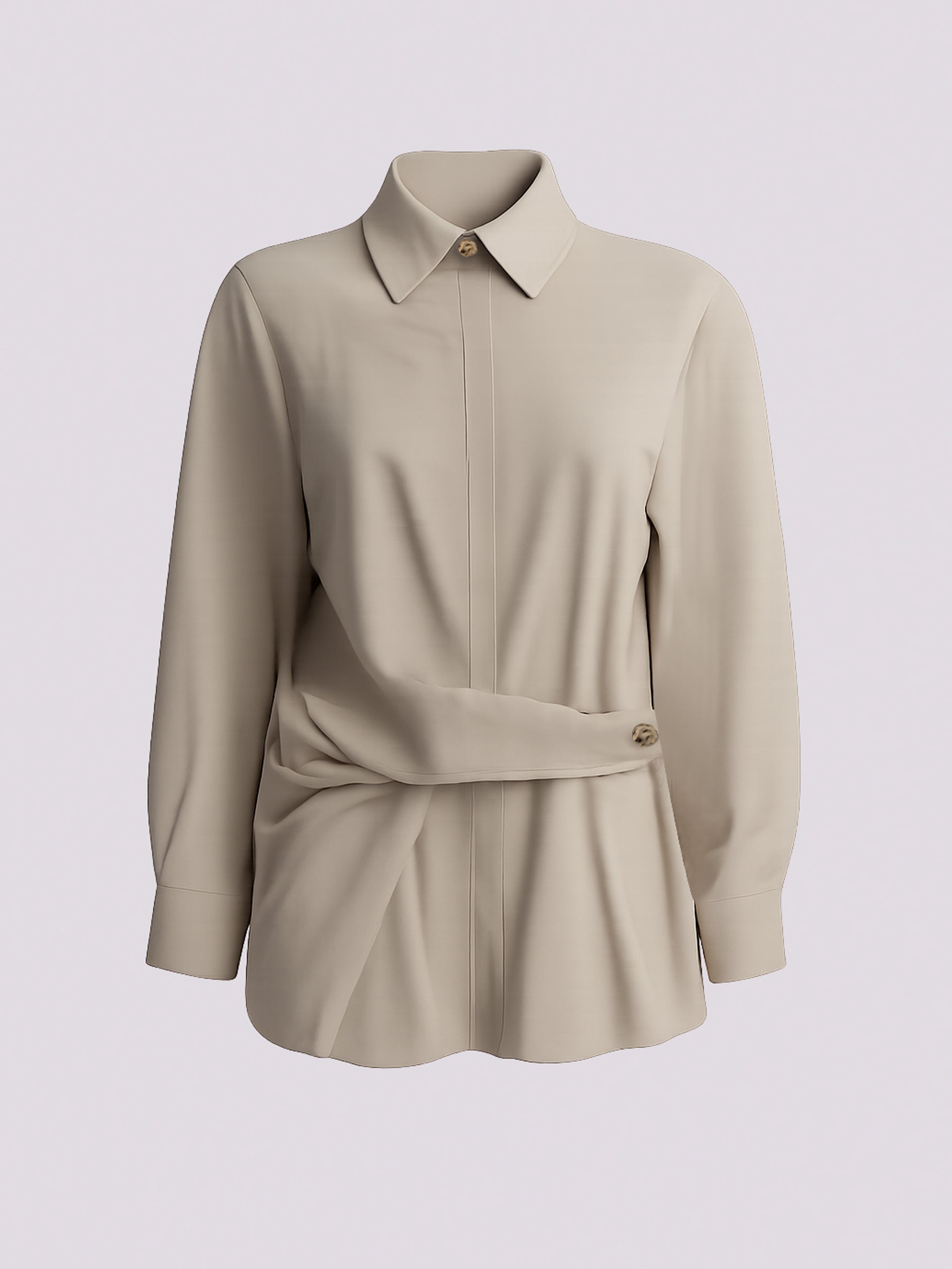 Stone Buttoned-Waist Asymmetric Top