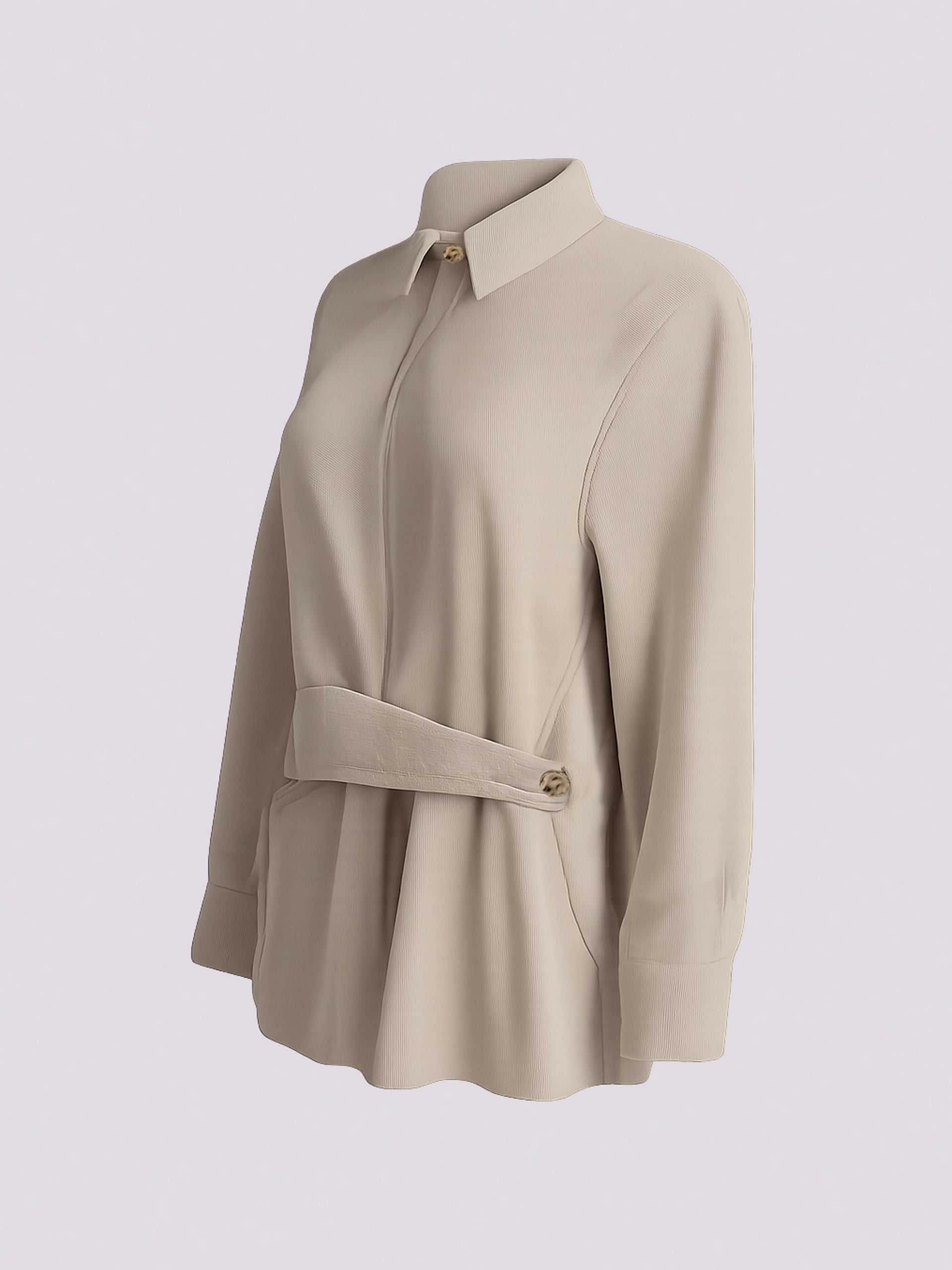 Stone Buttoned-Waist Asymmetric Top