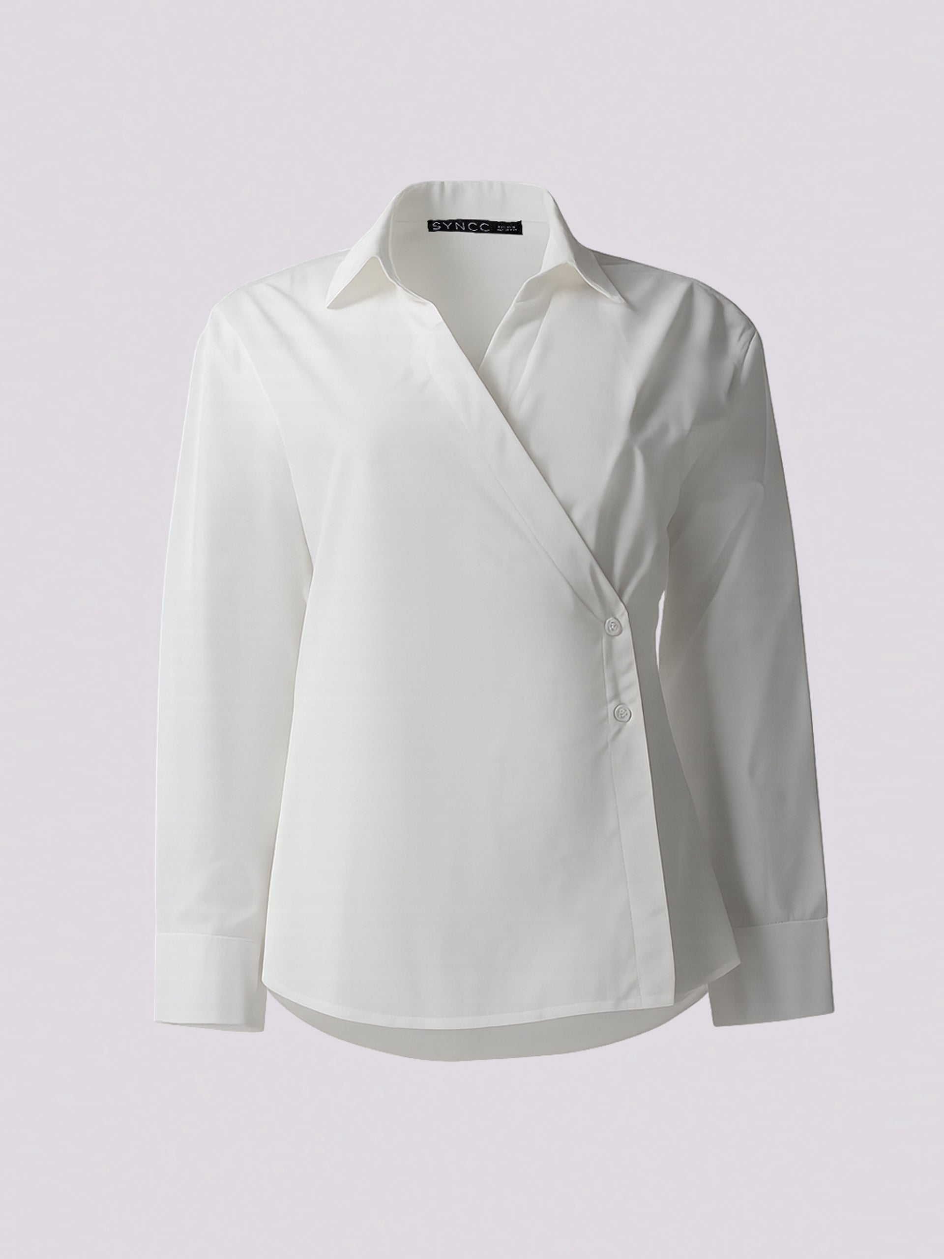 White Crossover Wrap Shirt