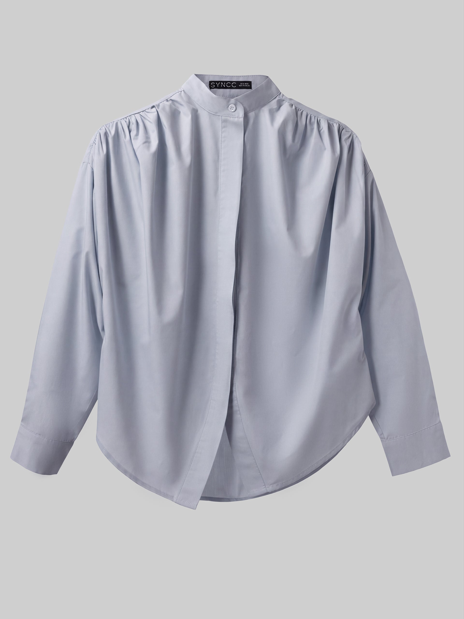 Pale Blue Curved Hem Shirt
