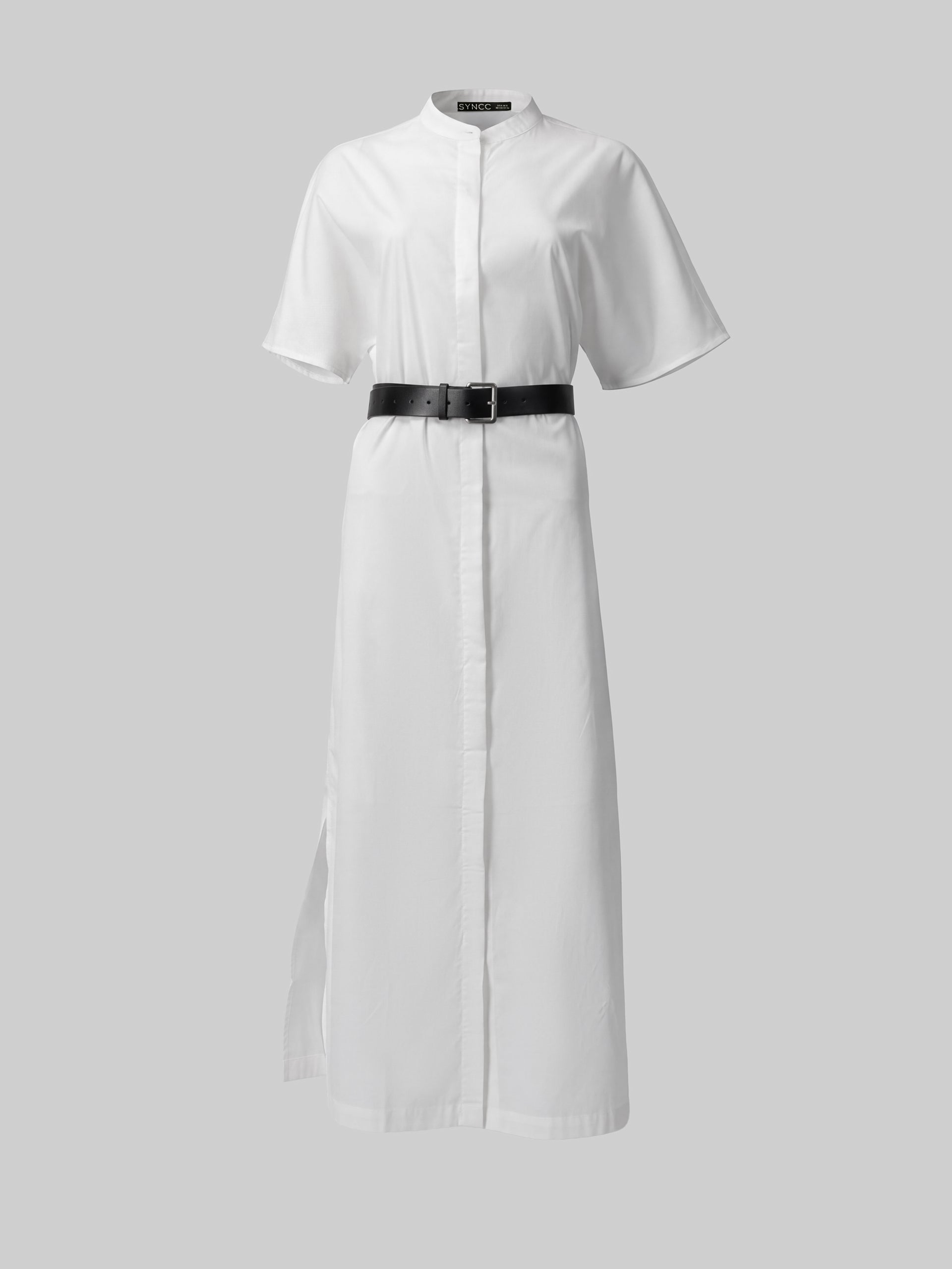 Egret Belted Button-Front Dress
