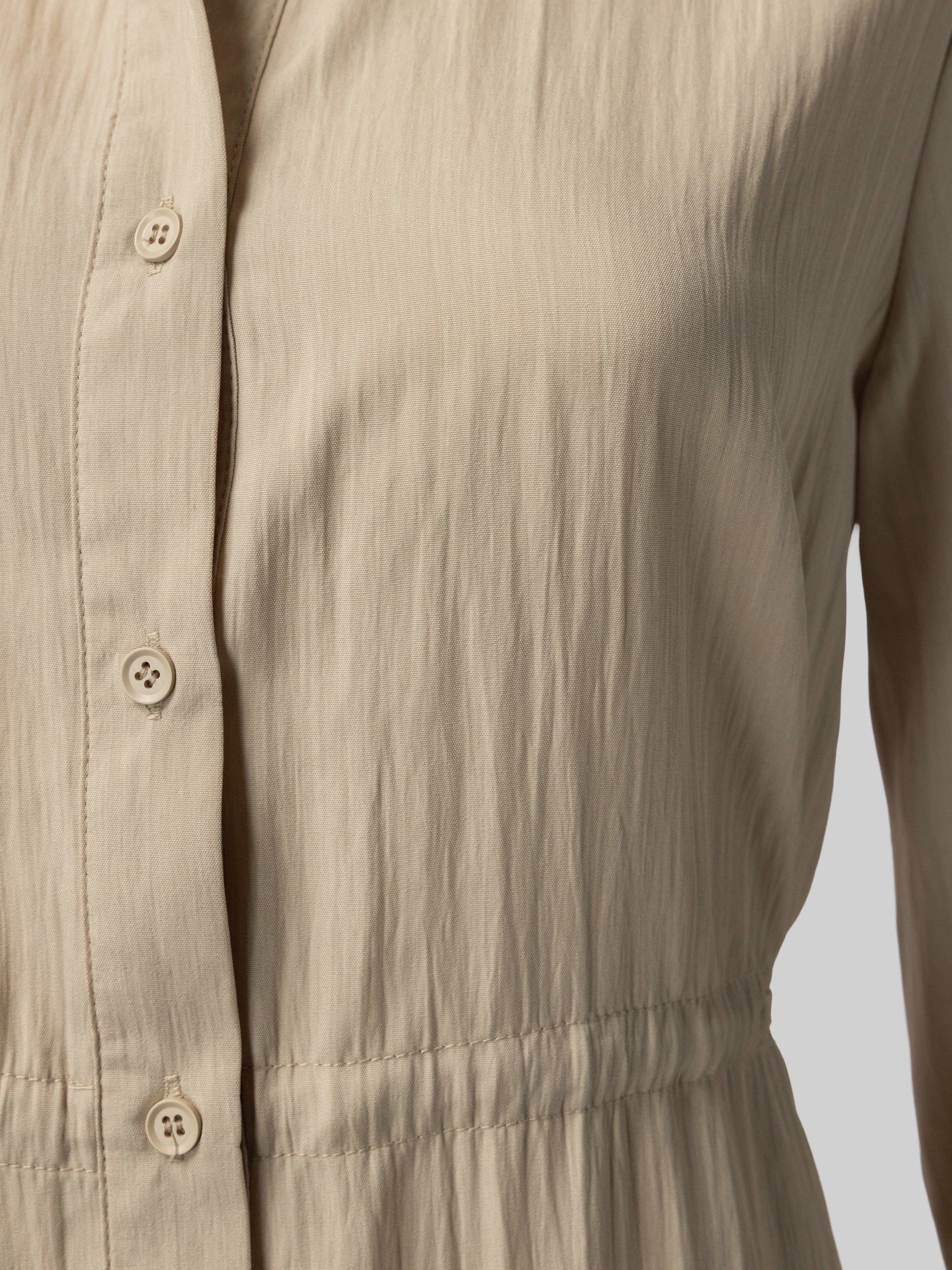 Oyster Gathered Belt Shirt Dress