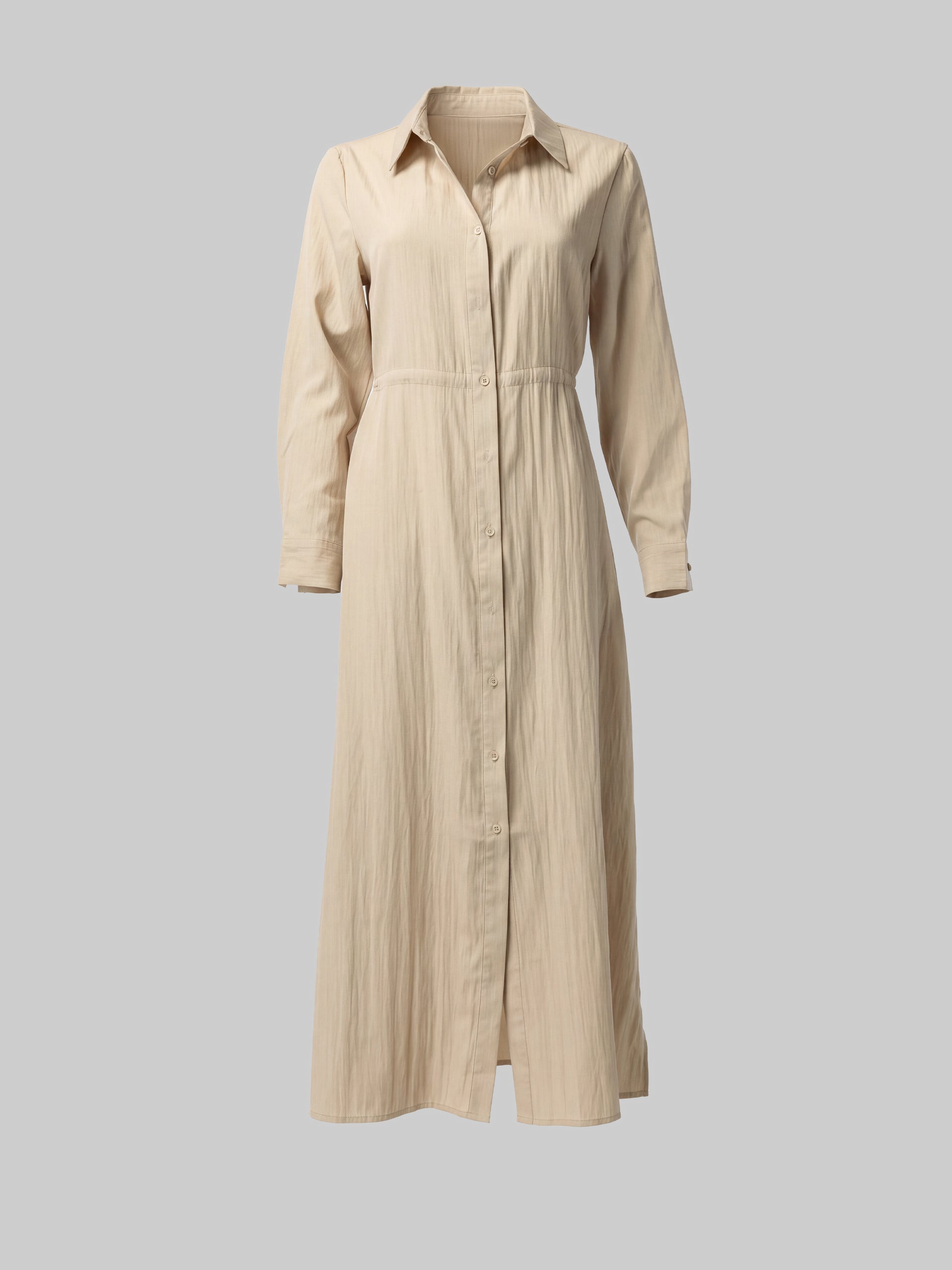 Oyster Gathered Belt Shirt Dress