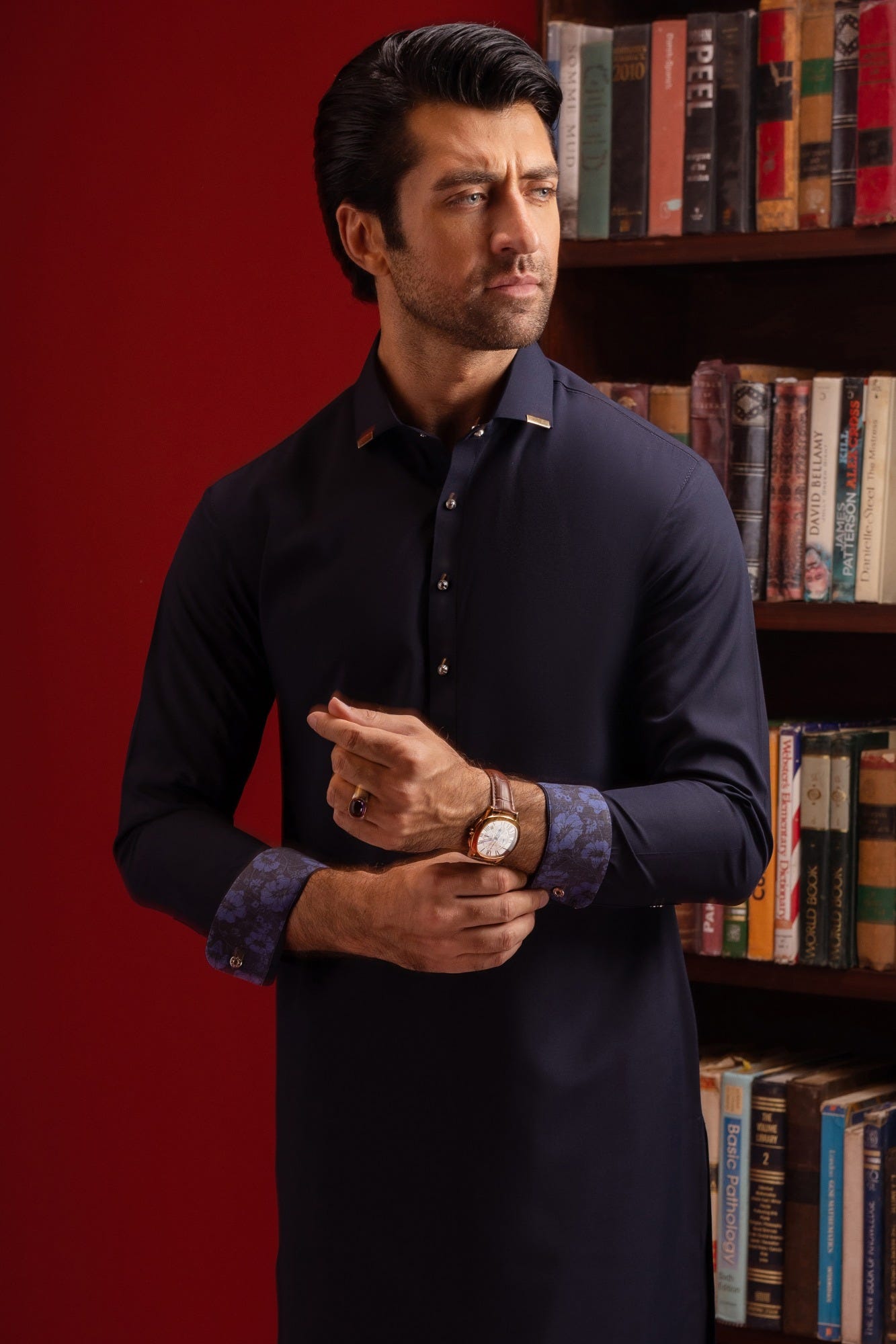 Albania - Navy Blended Kameez Shalwar