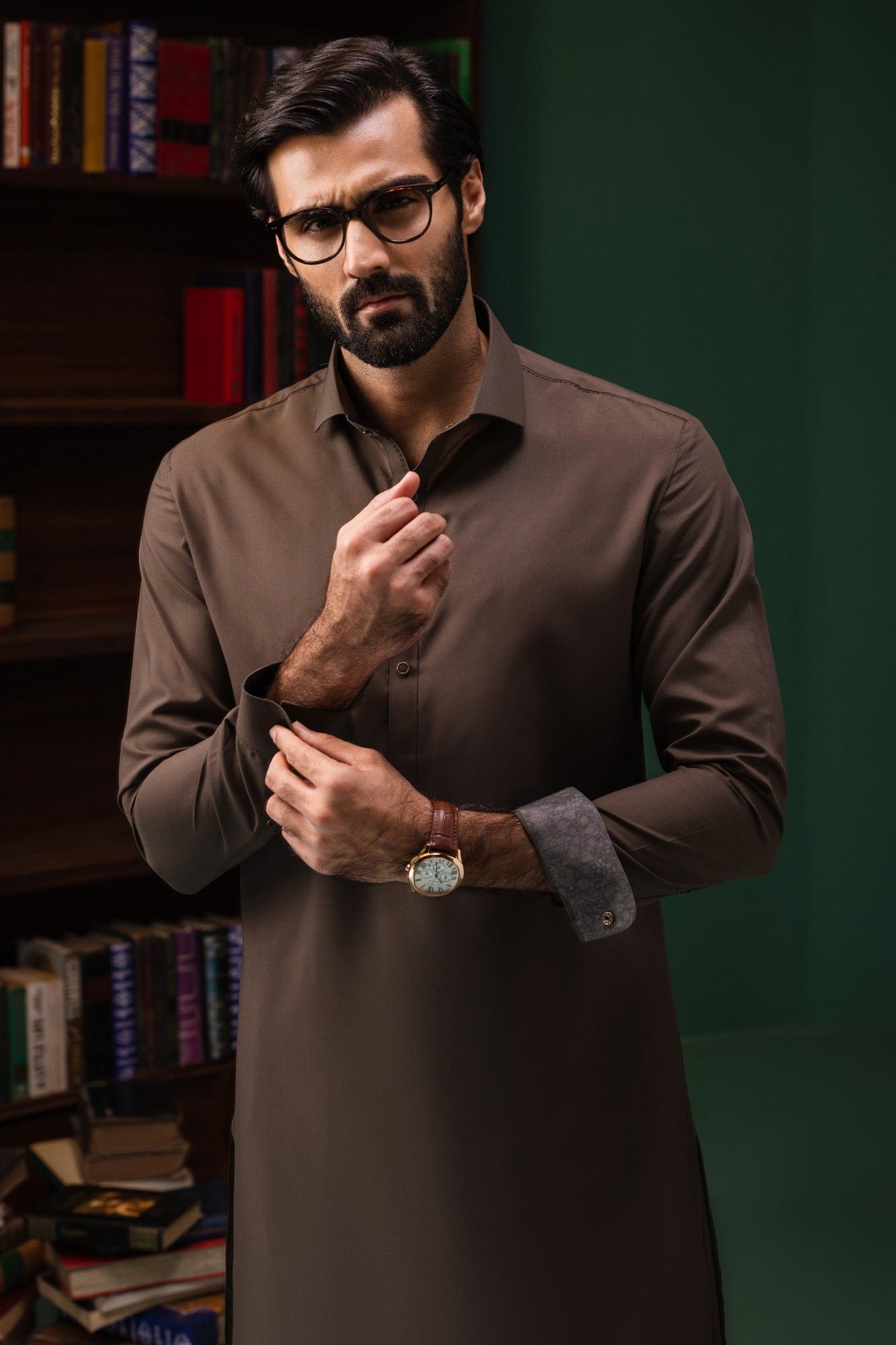 Albania - Olive Blended Kameez Shalwar