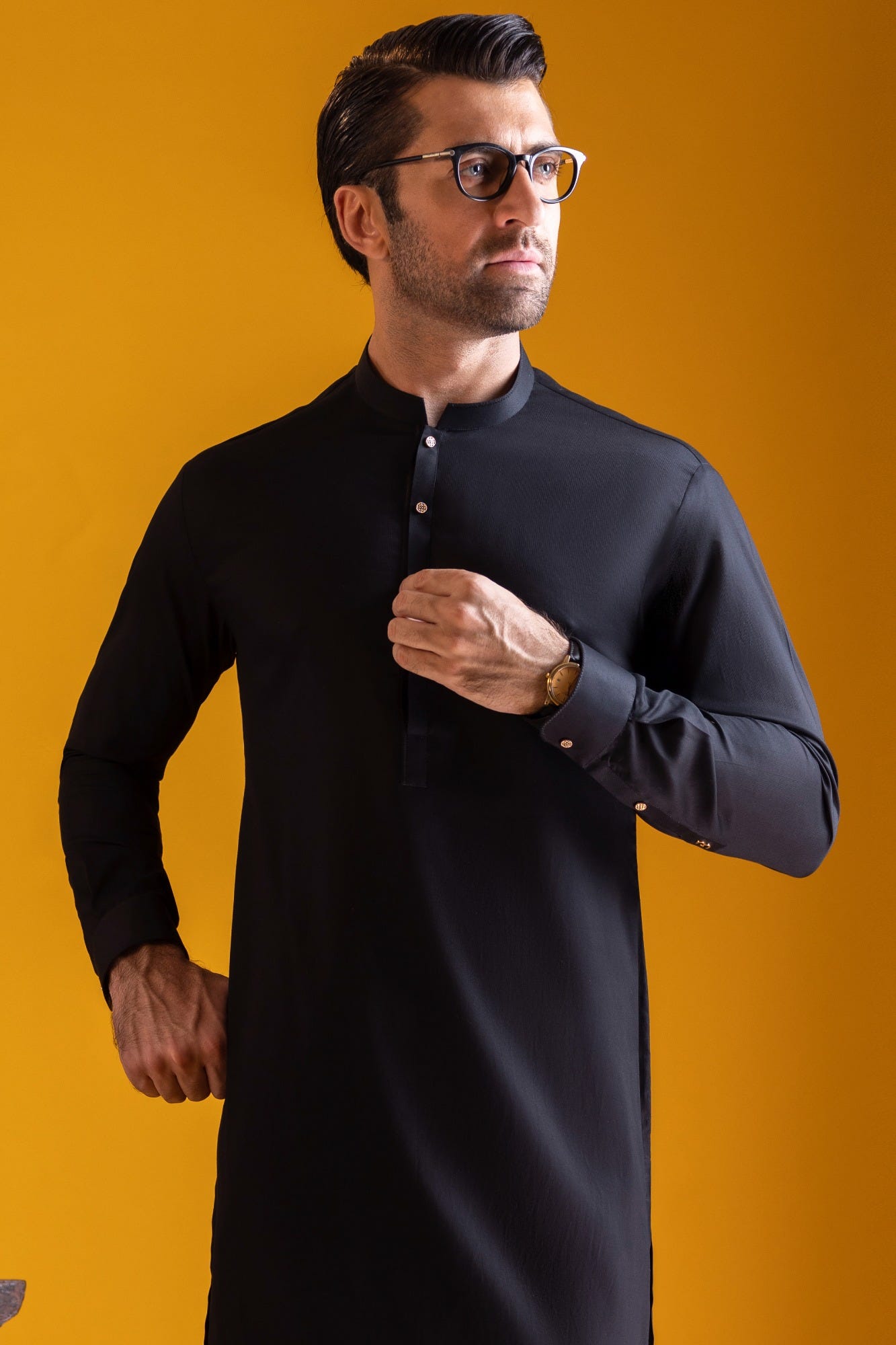 Andorra - Black Cotton Kurta Trouser