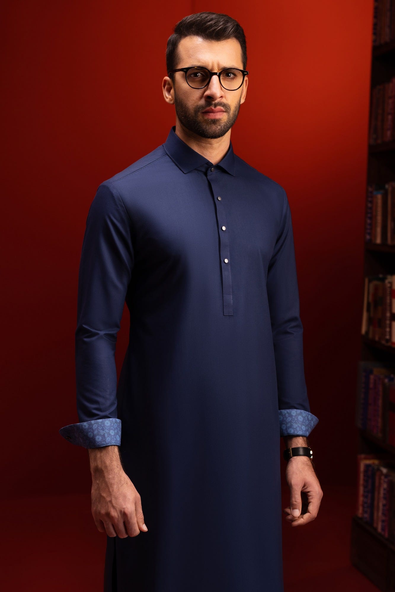 Antalya - Navy Blue Blended Kameez Shalwar