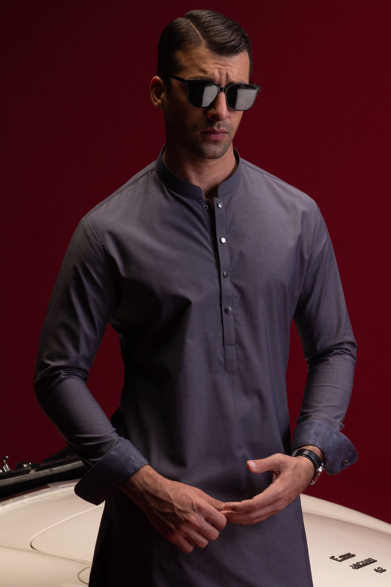 Armenia - Stone Grey Cotton Kameez Shalwar