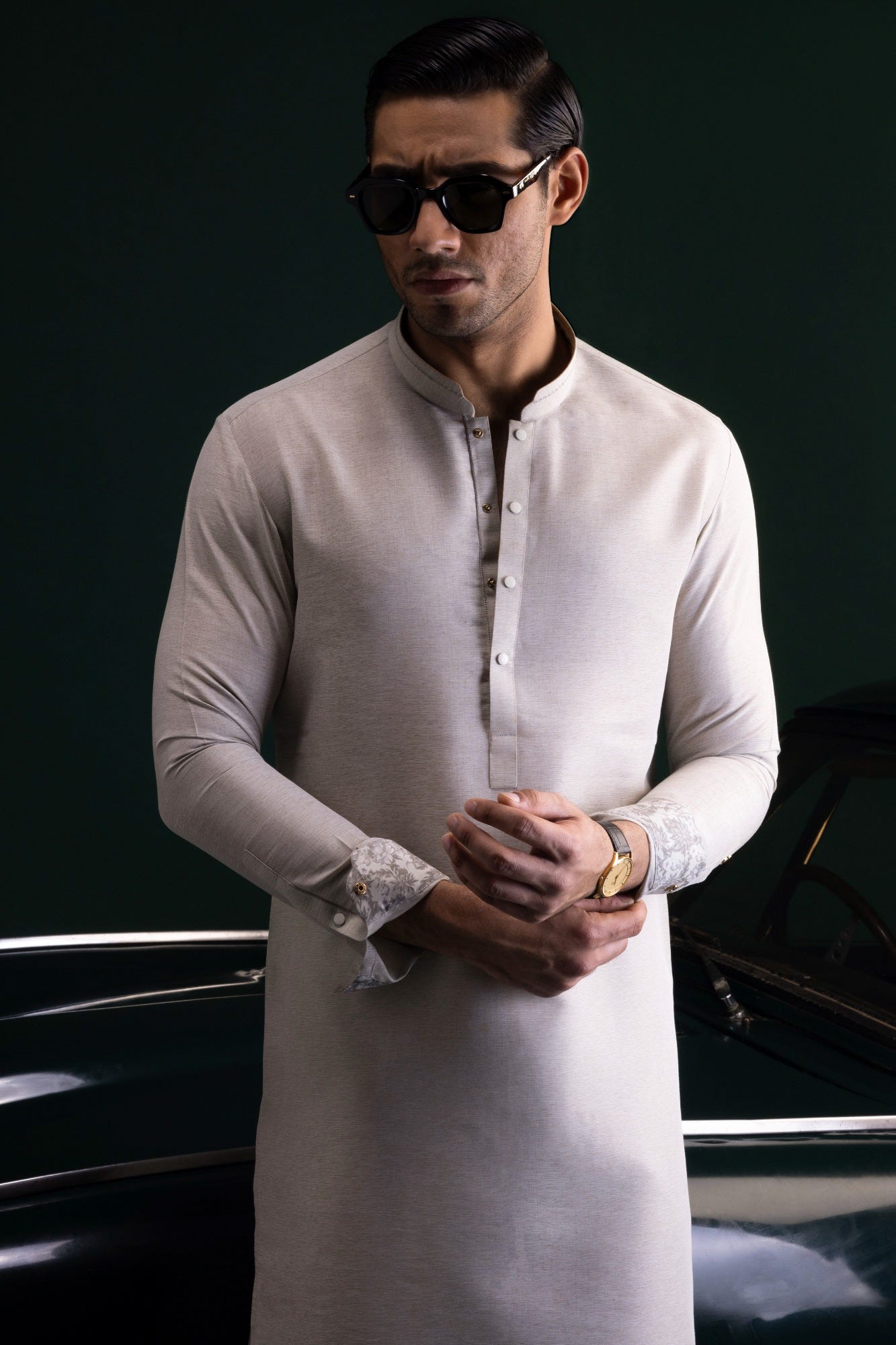 Athens - Light Olive Blended Kurta Trouser