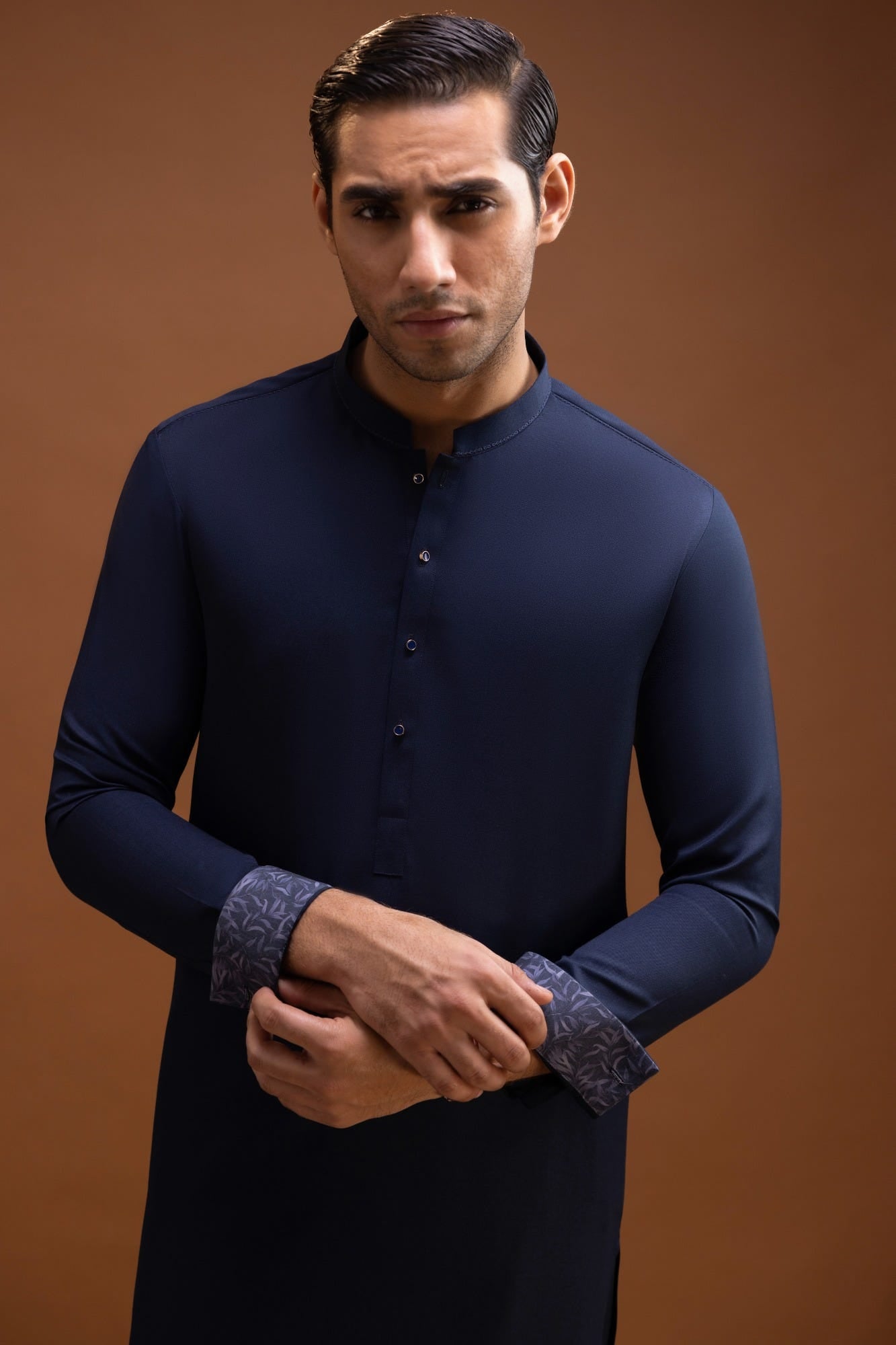 Santiago - Navy Blended Kameez Shalwar