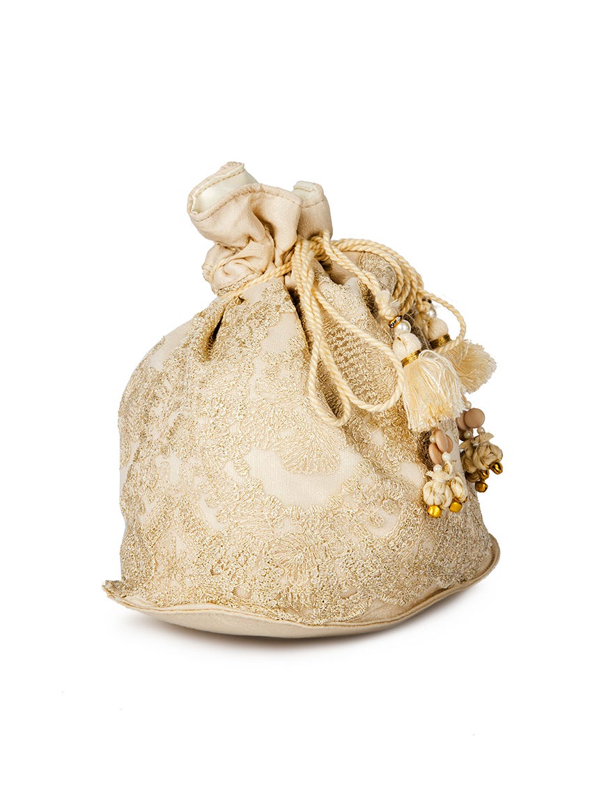 Beige Raw Silk Handbag | Jjbl-23-019