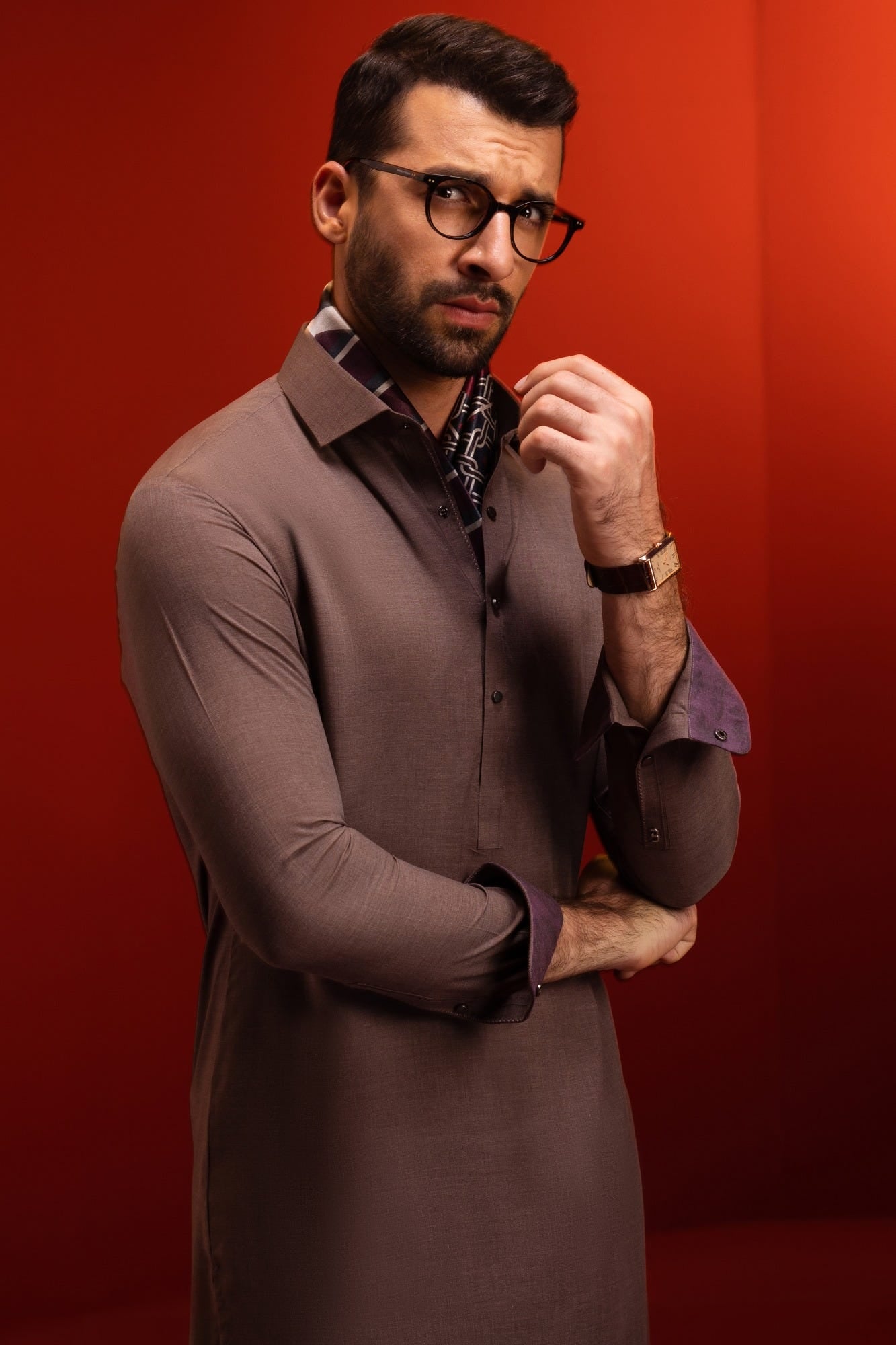 Baku - Tan Brown Blended Kameez Shalwar