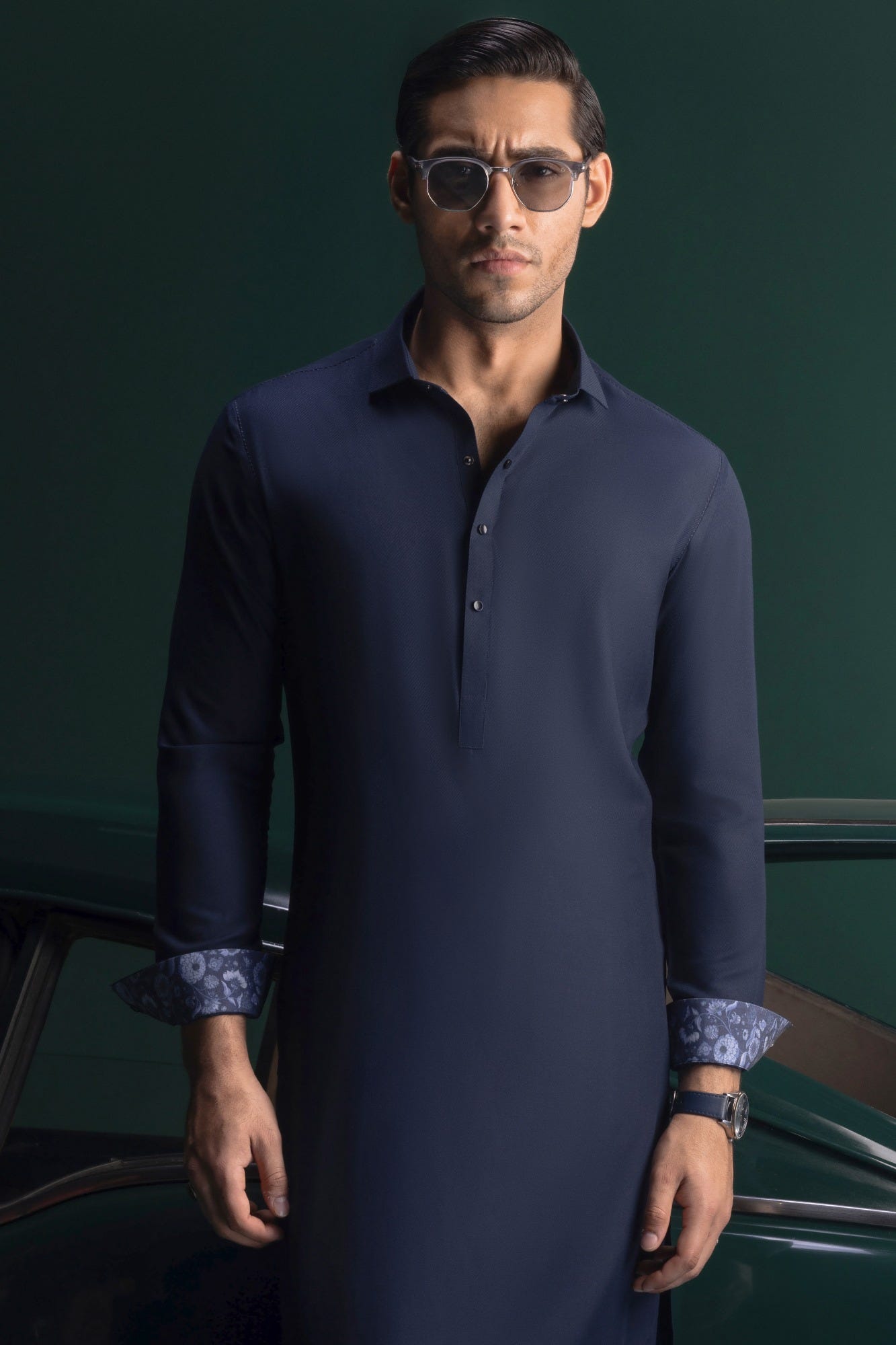 Belarus - Navy Blended Kameez Shalwar