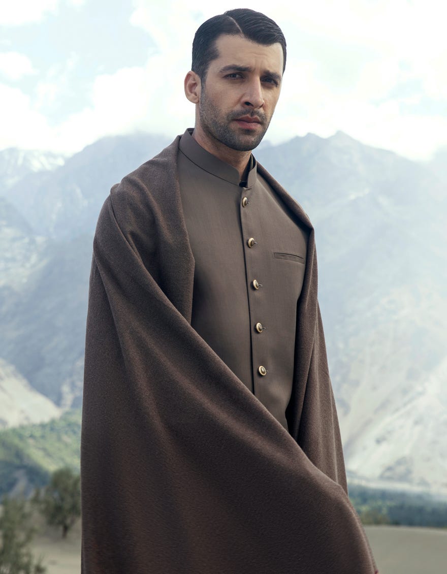 Brown Men Shawl | Jjid-Shawl-9195