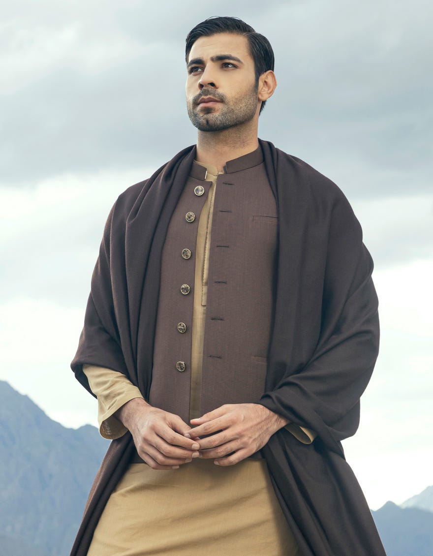Brown Men Shawl | Jjid-Shawl-9196