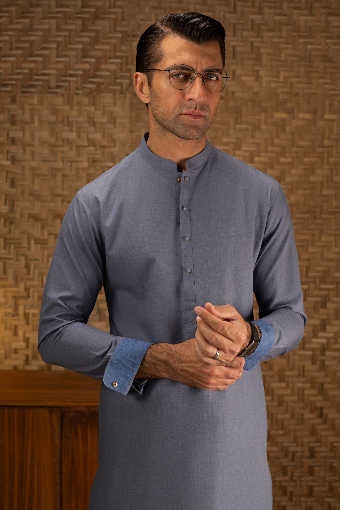 WOKING - LIGHT INDIGO COTTON EXCLUSIVE KAMEEZ SHALWAR