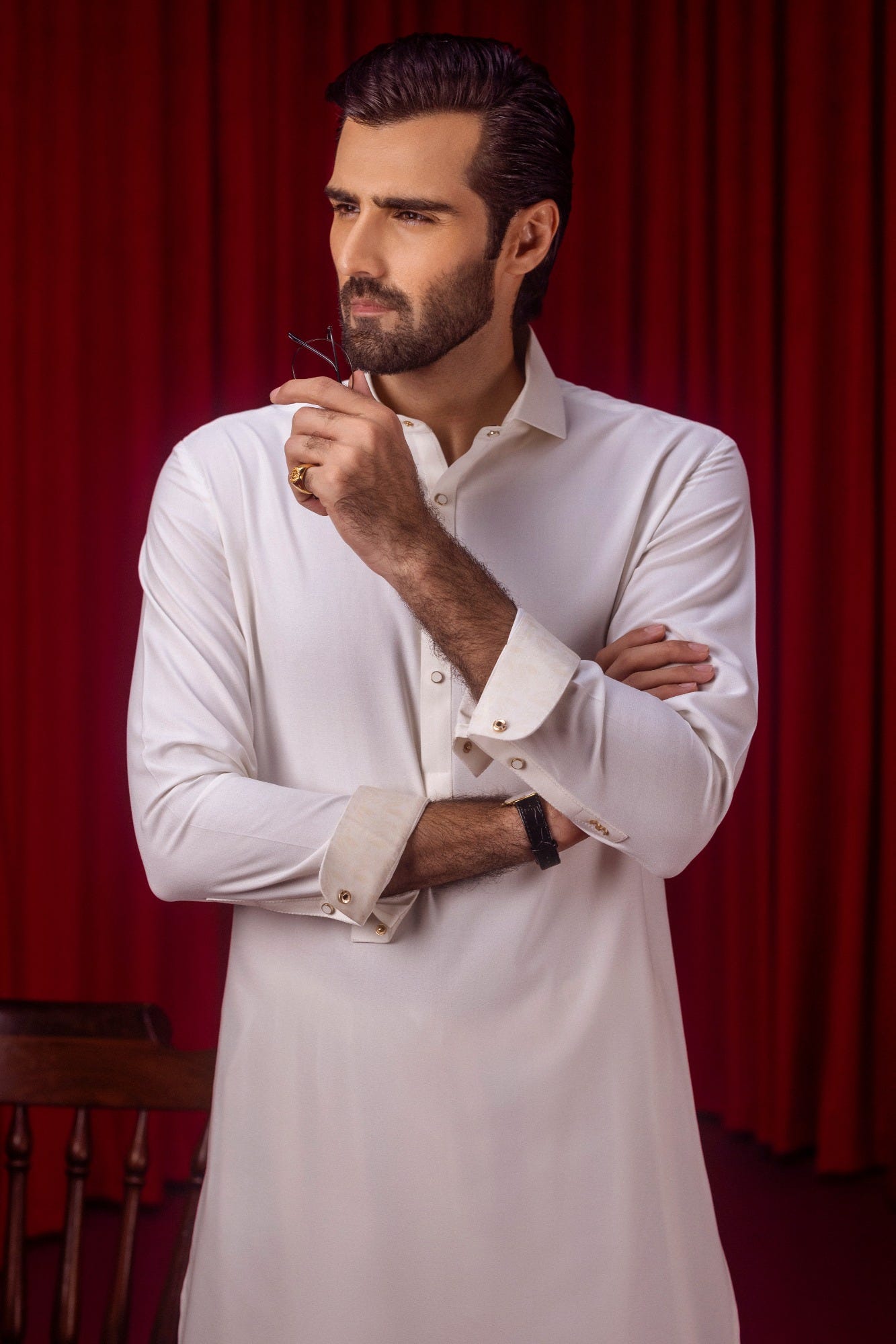 NEW ZEALAND - OFF WHITE BLENDED KAMEEZ SHALWAR