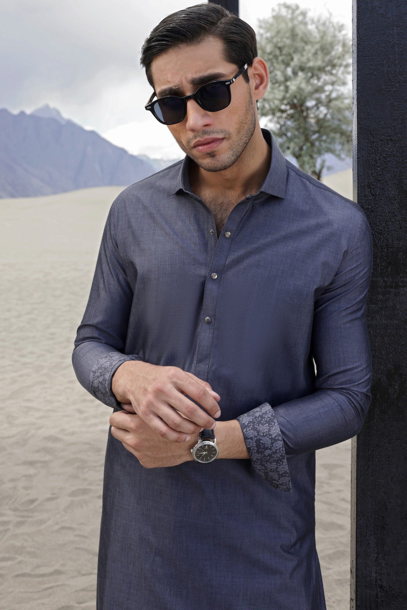 Chicago - Charcoal Cotton Kameez Shalwar
