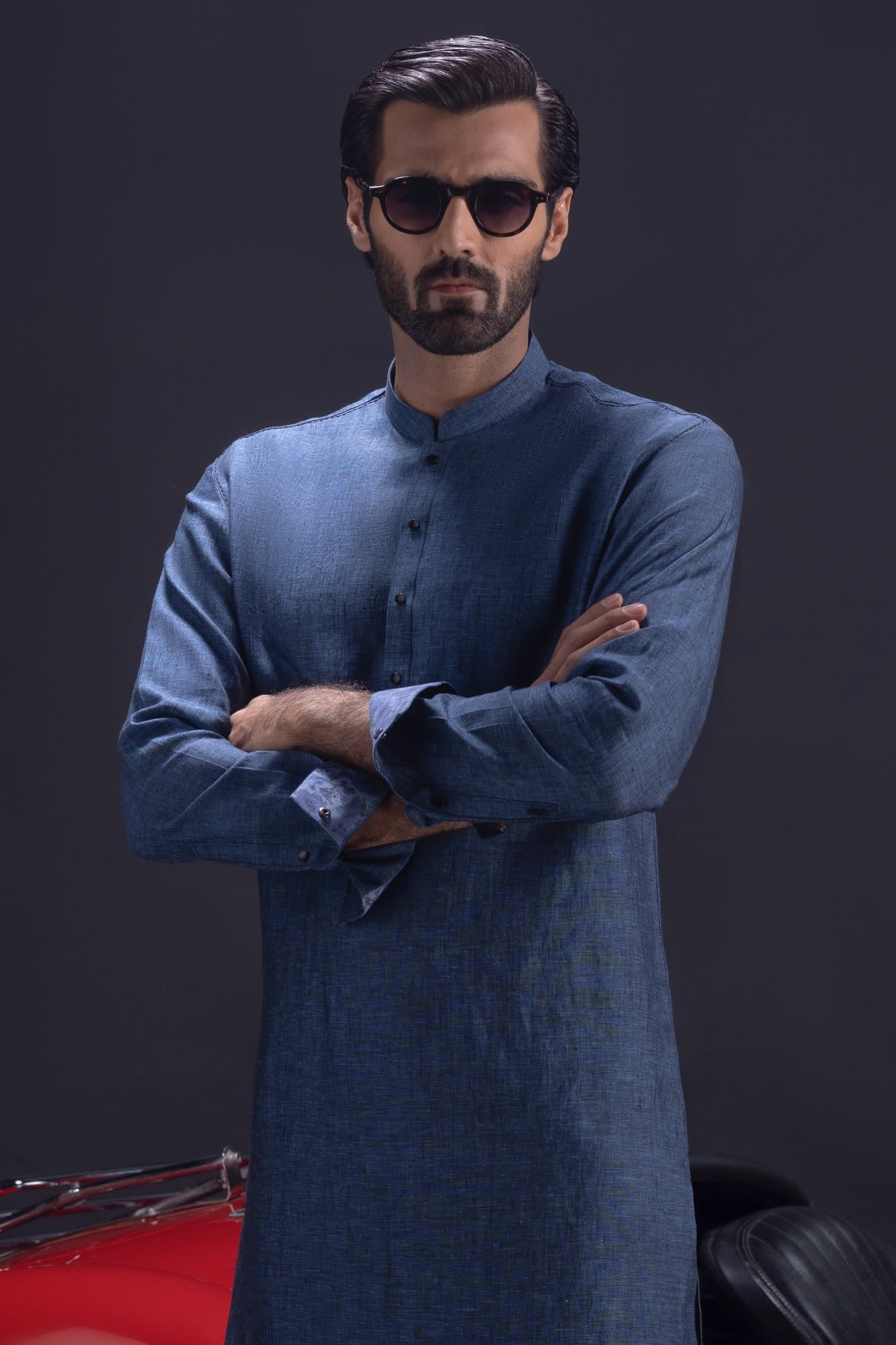 Nice - Deep Blue Linen Kurta Trouser