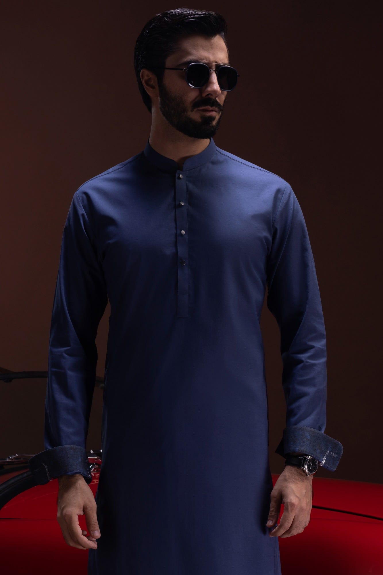 Armenia - Denim Blue Cotton Kameez Shalwar