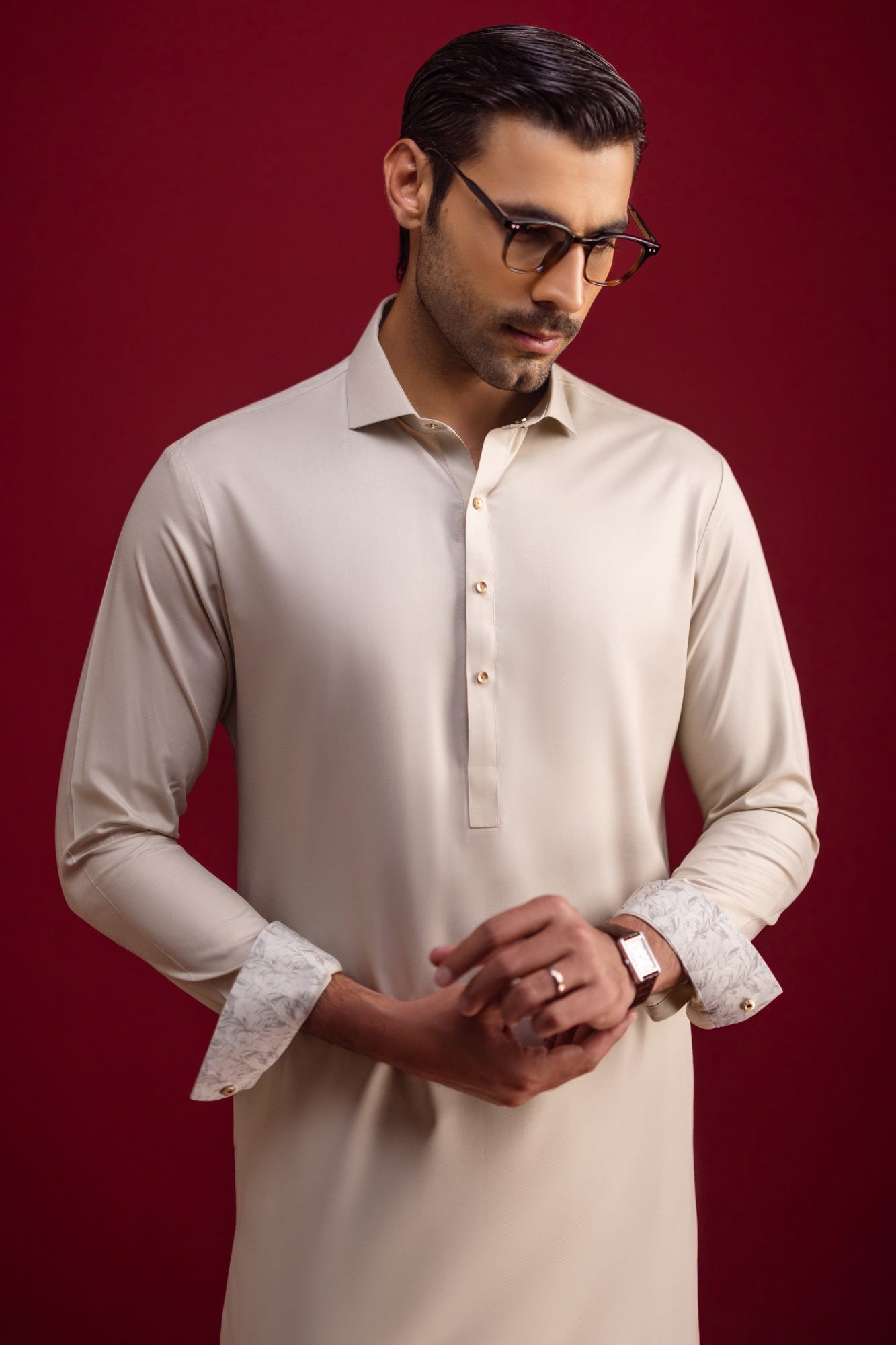Deva - Light Beige Blended Kameez Shalwar