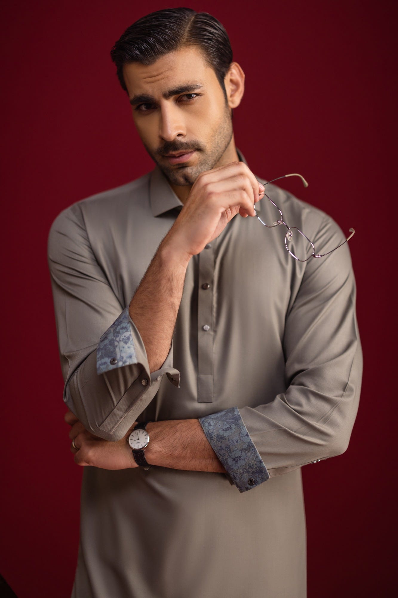 Deva - Light Olive Blended Kameez Shalwar