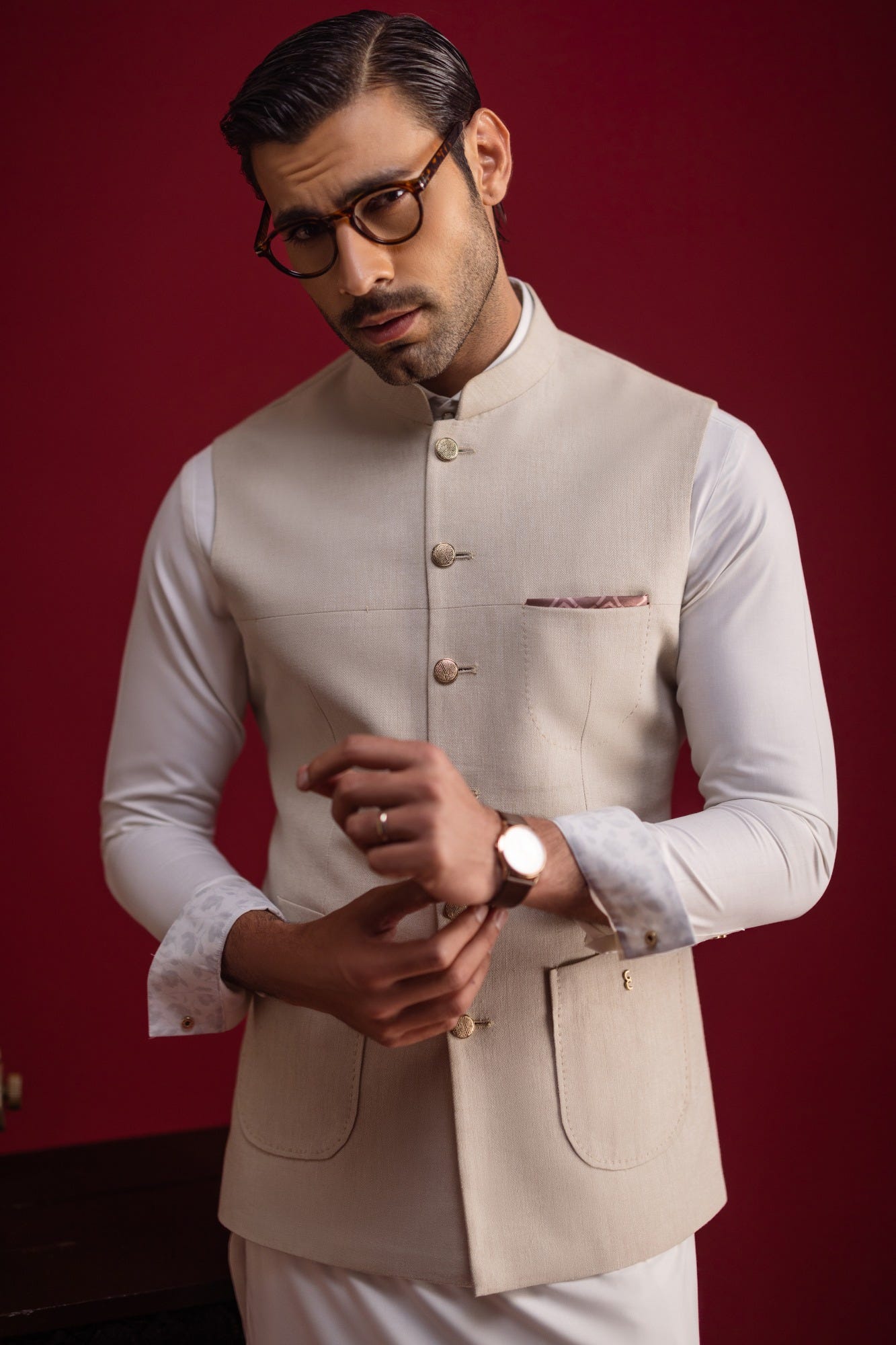 Ecru Linen Waistcoat | Ccvc-39344-B5