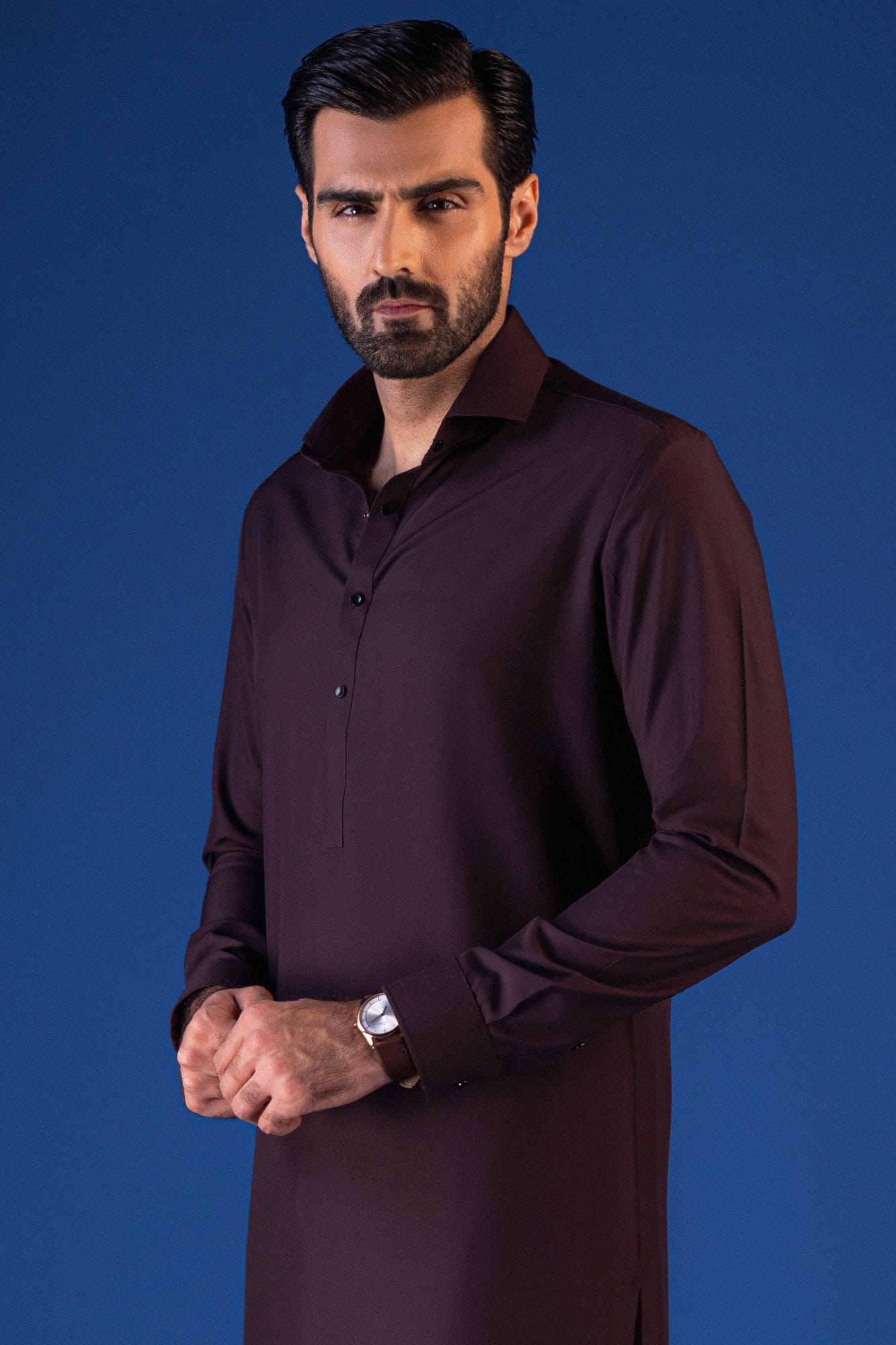 El-Dorado - Maroon Blended Kameez Shalwar