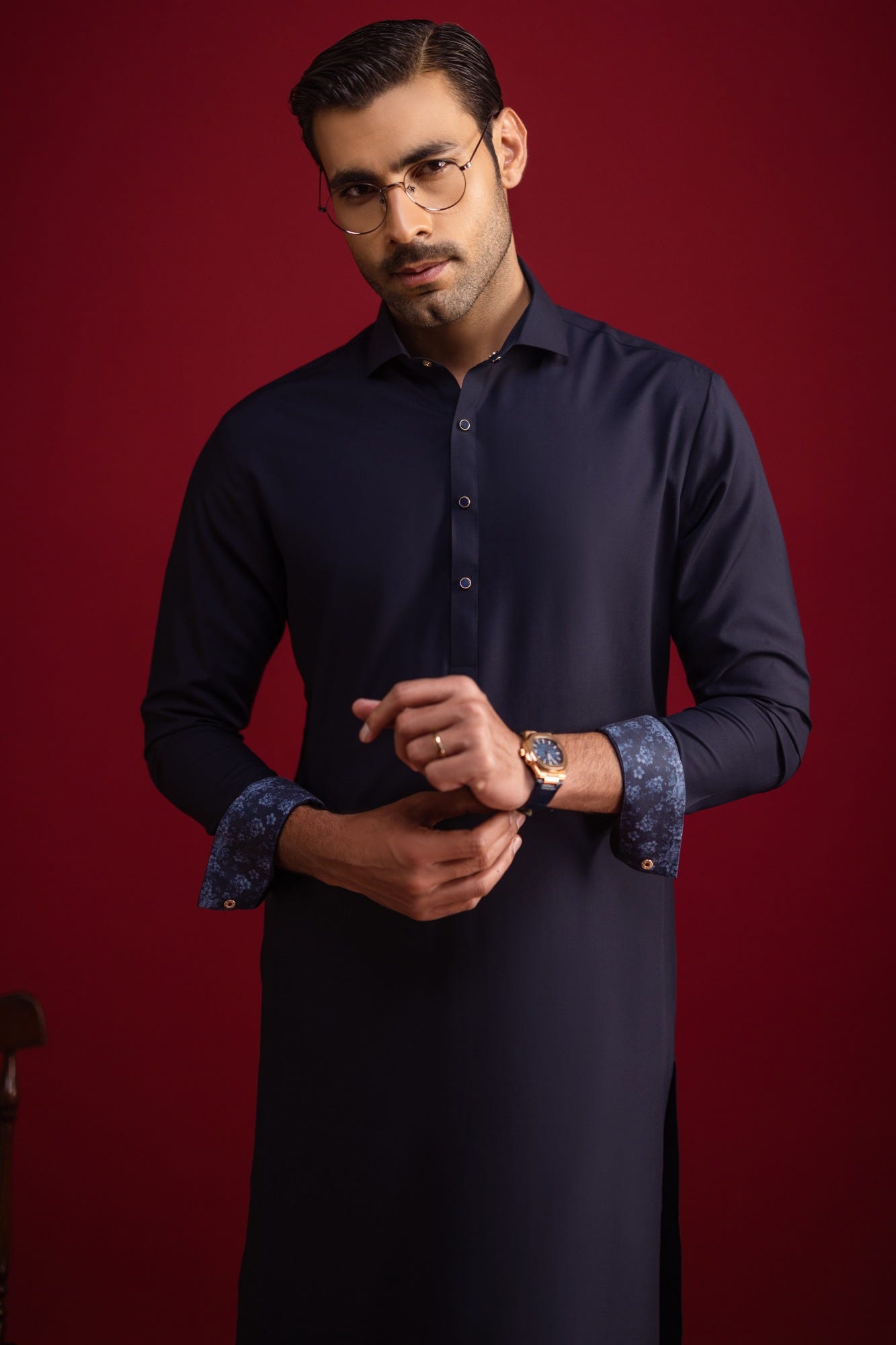 El-Dorado - Navy Blended Kameez Shalwar