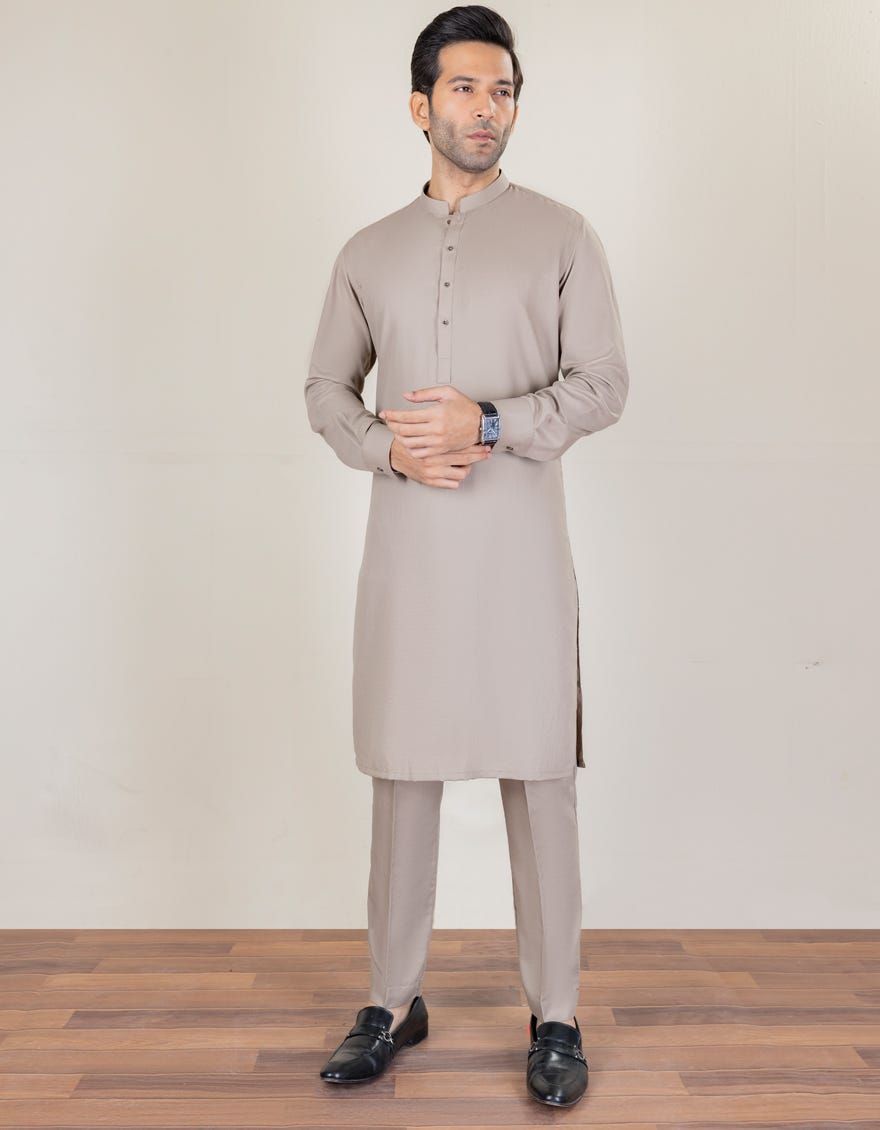Grey Cotton Unstitched Kameez Shalwar Fabric | Jjms-2214