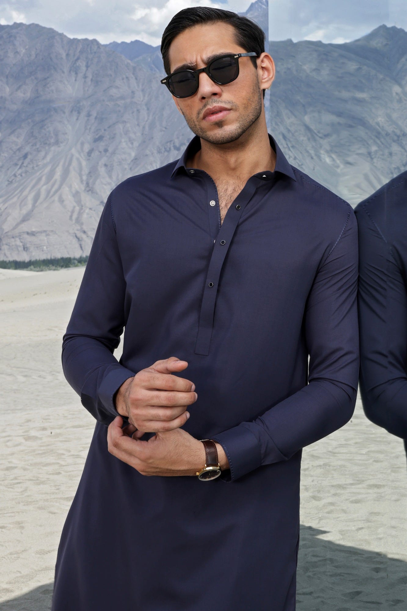 Houston - Bluish Grey Blended Kameez Shalwar