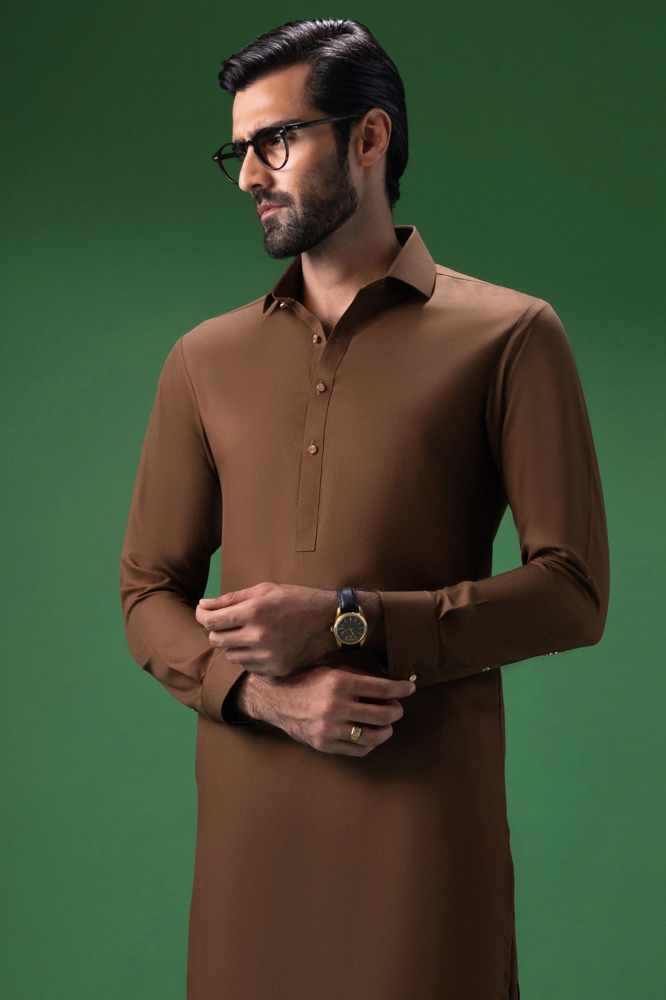 Arizona - Brown Blended Kameez Shalwar