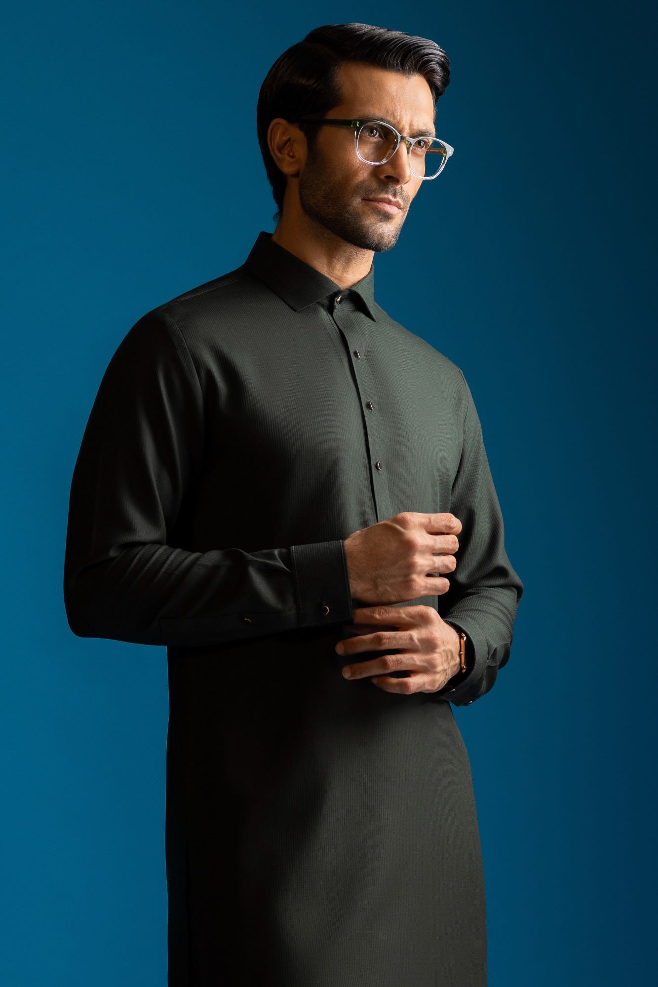 Istanbul - Army Green Blended Kameez Shalwar
